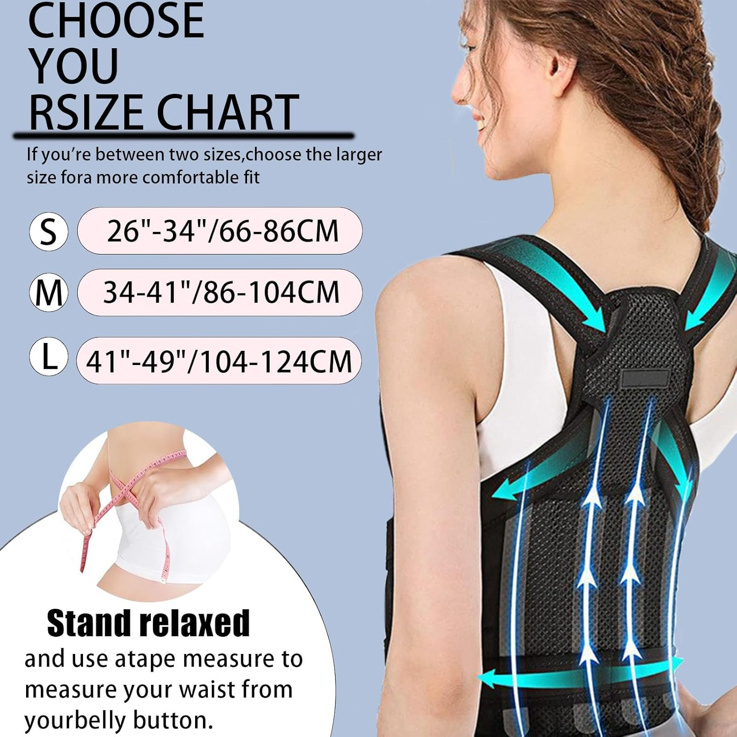 Posture Corrector for Women,Back Support,Back Brace,Breathable,Scoliosis and Hunchback Correction, Spine Corrector, Posture Trainer (Black, M)