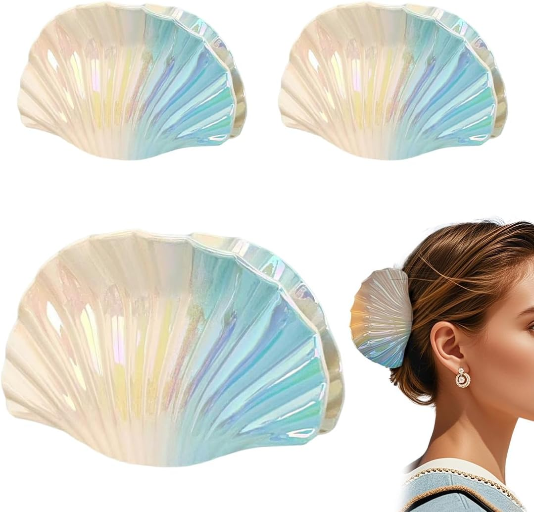 GXGM Gradient Color Hollow Out Shell Hair Clips for Women Girls 3 Pieces (B) image number 1