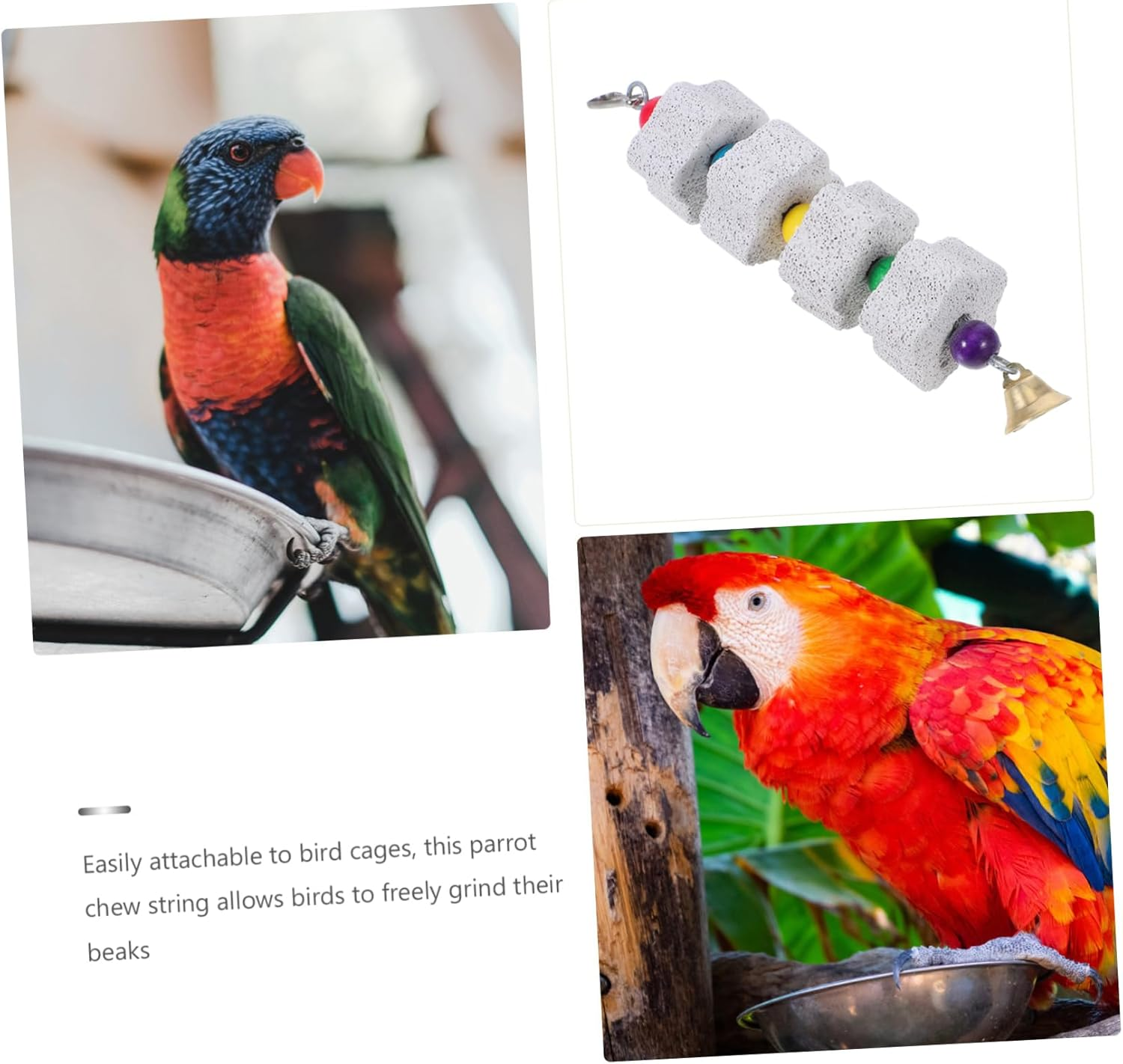 Ifundom Natural Stone Beak Grinder for Parrots Small Animal Chew Toys Bird Cage Accessories image number 4