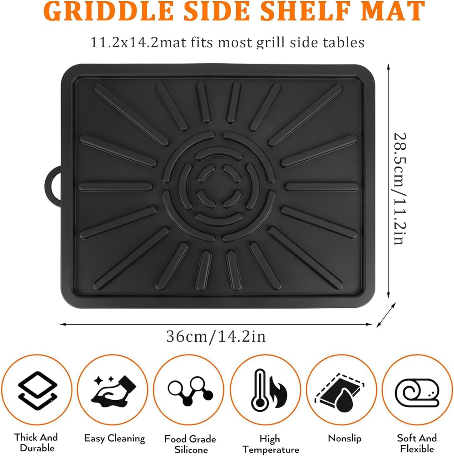 Silicone Grill Mat, Griddle Side Shelf Mat for Blackstone,Food Grade Baking Mats, Heat Resistant Grill Tools Mat Grill BBQ Caddy Utensils Holder for Outdoor Kitchen Cooking Countertop-2 Pack Black image number 3