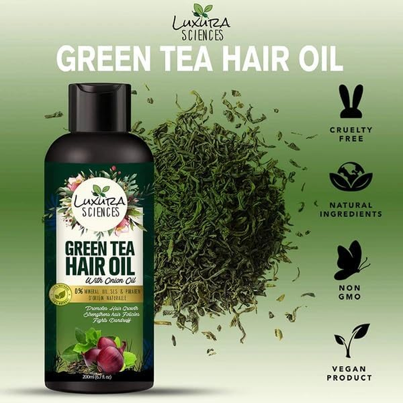 Luxura Sciences Green Tea Hair Oil with Onion Oil 200Ml for Hair Improvement. image number 3