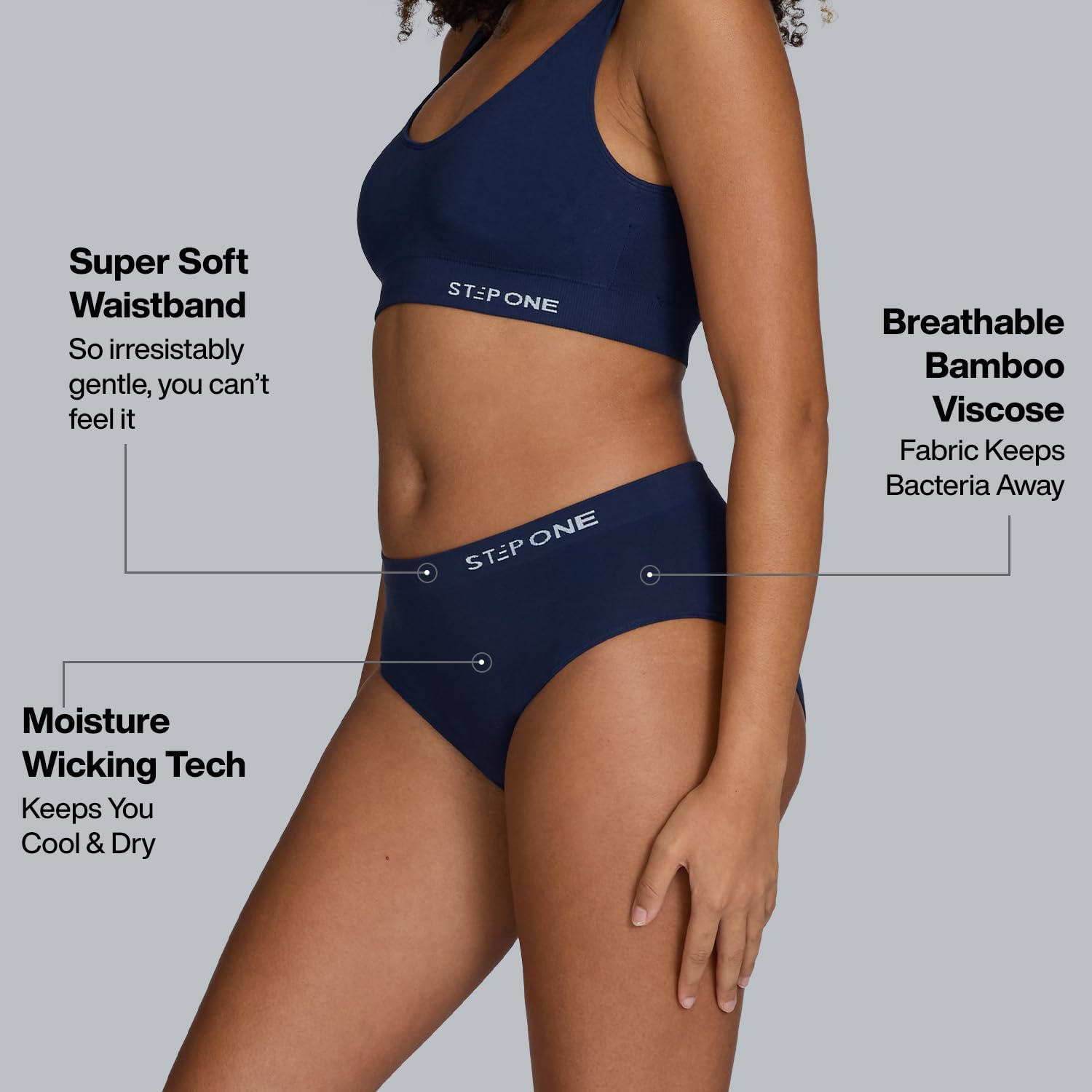STEP ONE Smoothfit Boyleg Ladies Briefs. Ultra-Soft, Breathable Bamboo Moisture Wicking Underwear Women, Hypoallergenic Underwear for Women, Low Rise & Stretchy image number 4