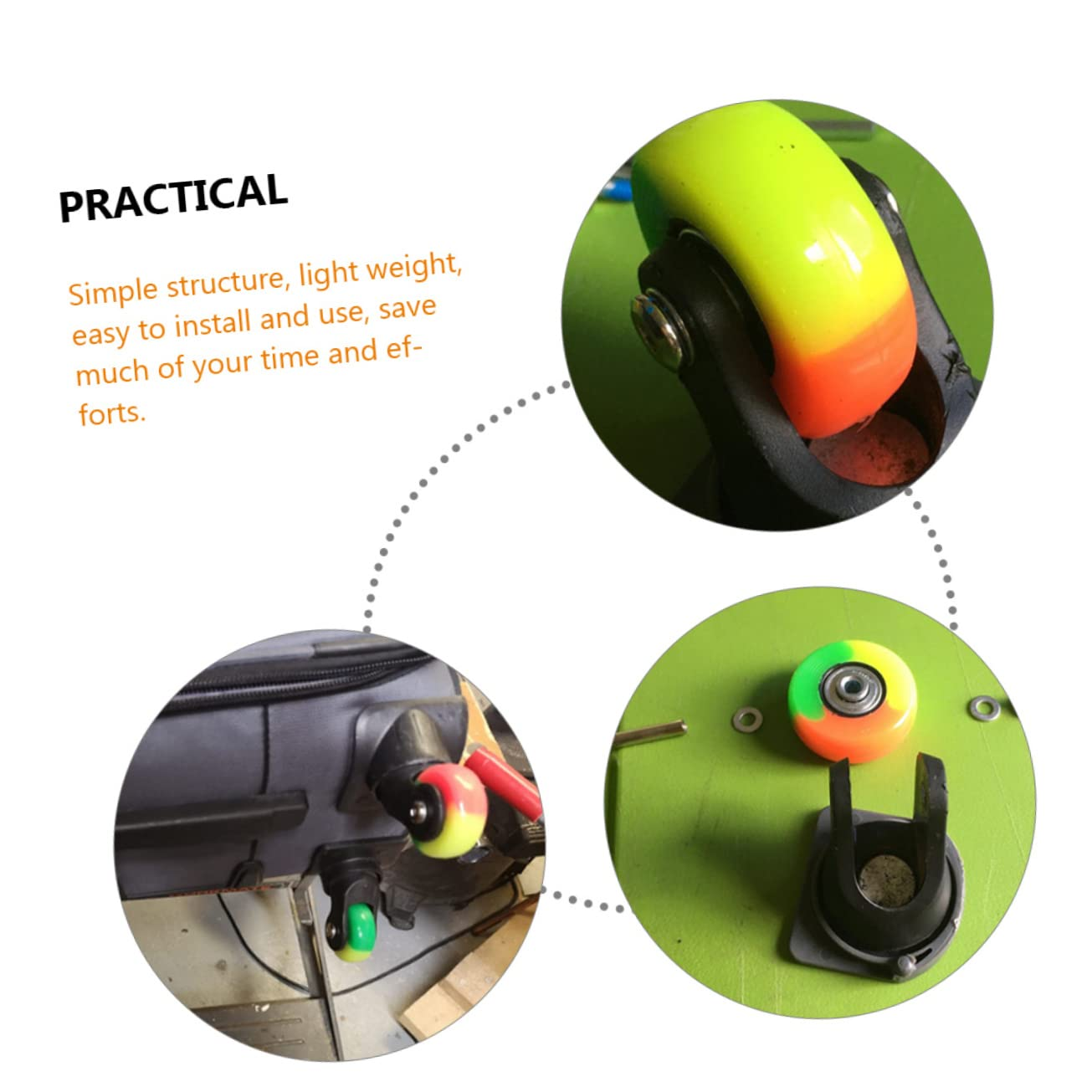 CORHAD 2Sets Luggage Suitcase Replacement Wheels Rubber Swivel Caster Wheels for Luggage Case image number 5