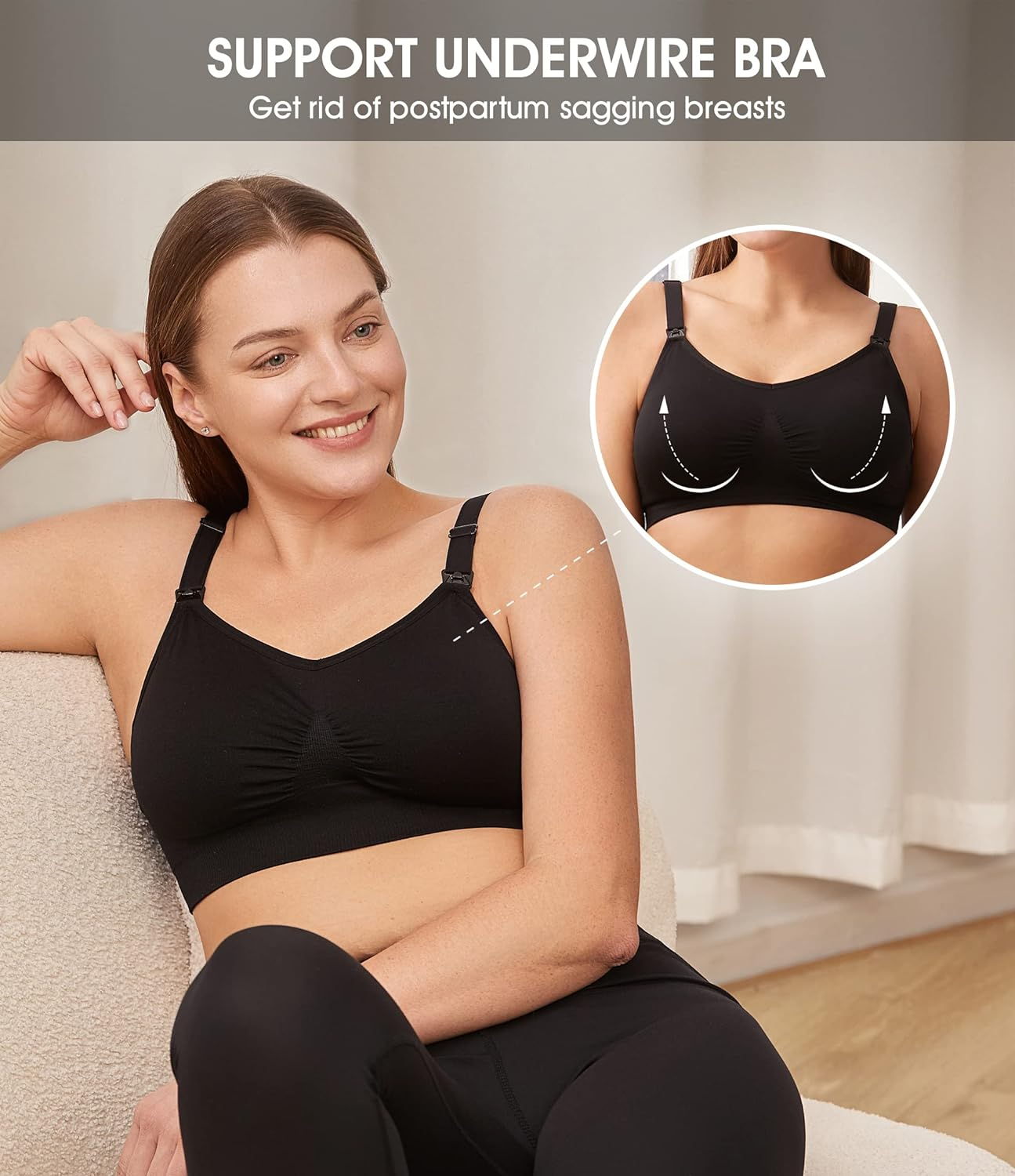 HOFISH Nursing Bras for Breastfeeding Maternty Bras Pregnancy Seamless Everyday Full Bust Comfort Womens Bralette 3 Pack image number 3