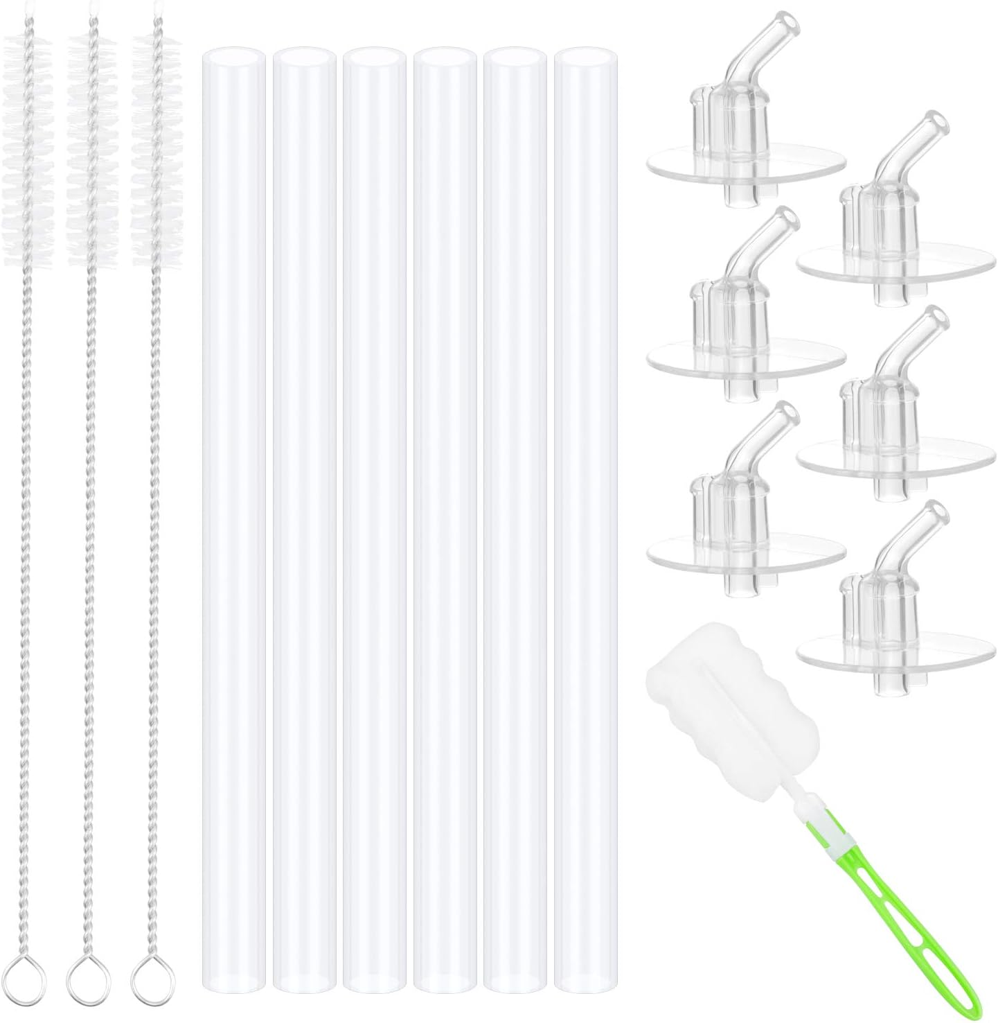 Hysagtek 16 Pcs Thermos Straws Replacement Set for Kids Funtainer 12 Ounce, 6Pcs Thermos Replacement Straws, 6Pcs Silicone Straw Stems, and 3Pcs Straw Cleaning Brushes with Bottle Cleaning Brush image number 3