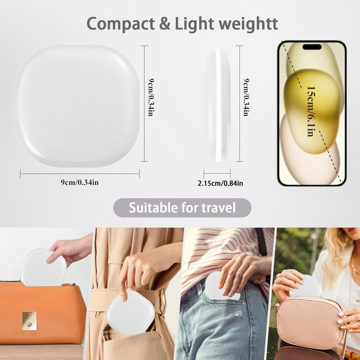 Compact LED Magnifying Travel Makeup Mirror 1X/3X Travel Mirror Makeup Mirror Vanity Mirror Make up Mirror with Lights Precision Tweezers Pimple Popper Blackhead Remover Tool Blackhead Remover image number 2