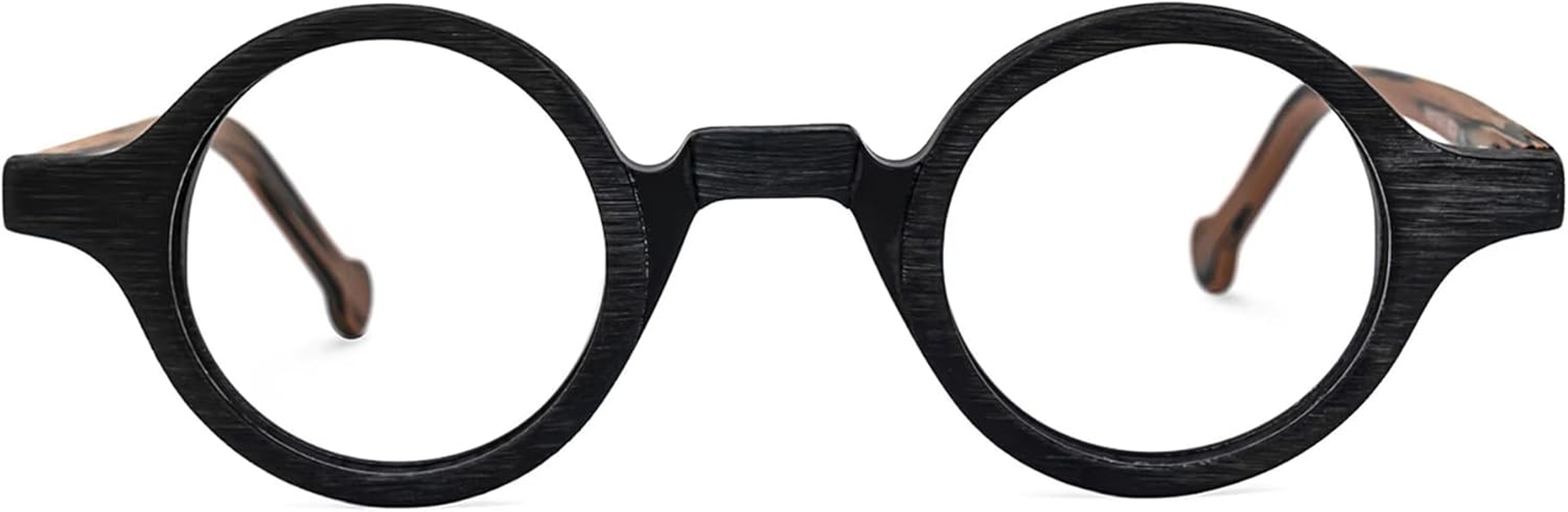 Zeelool Vintage Small round Blue Light Blocking Glasses for Men Women Wood Grain Acetate Eyewear Arale FA0176