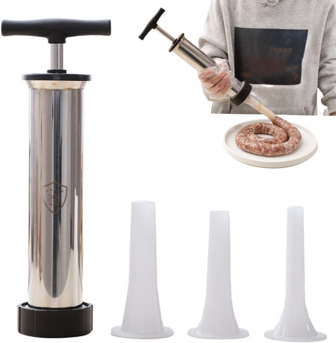 ZNZNANG Manual Sausage Machine-Sausage Filling Machine -Household Sausage Filler-Homemade Sausage Filling Machine Easily Make Various Sausages at Home image number 5