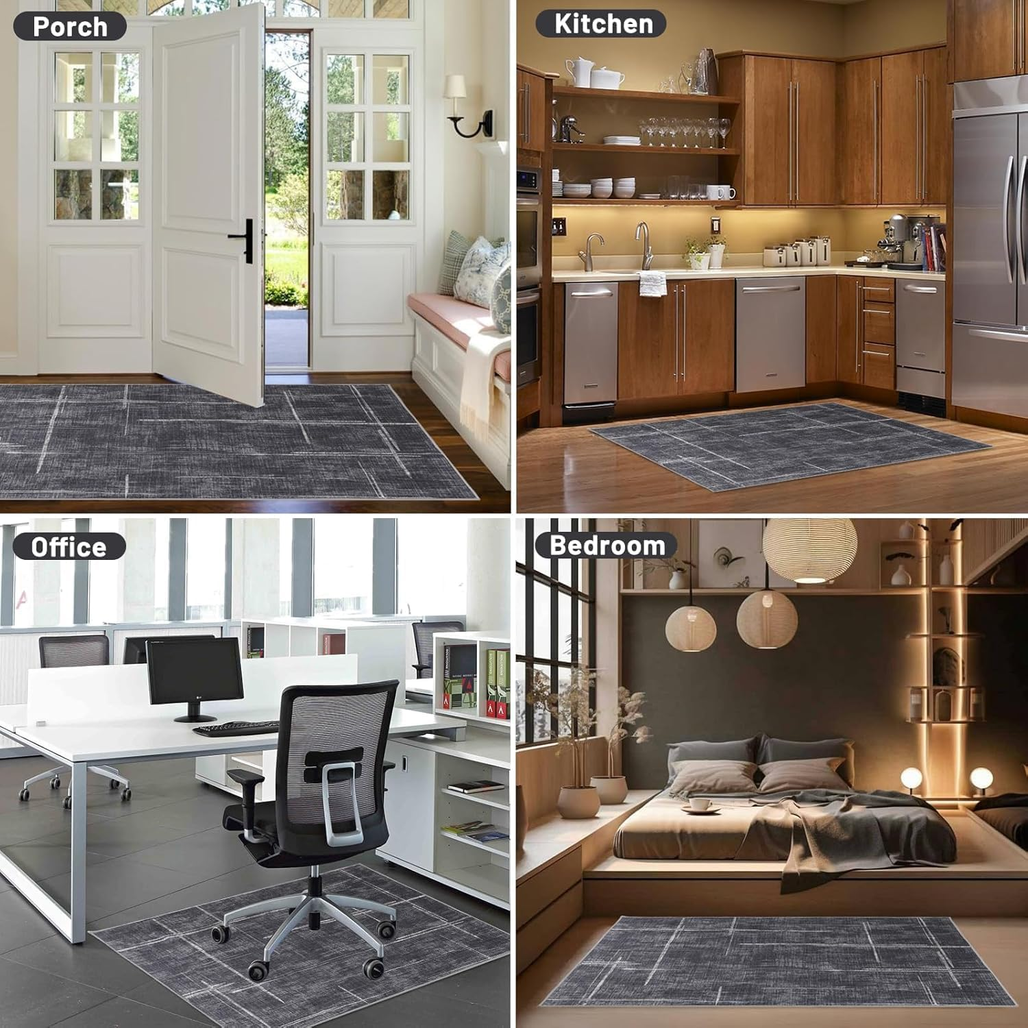 Office Chair Mat, Xinm 100 * 120Cm Anti-Slip Desk Chair Mat for Rolling Computer Chair Hard Floor Low Pile Carpet Floor Protector for Home Office, Easy Glide and Flat without Curling- Black image number 1