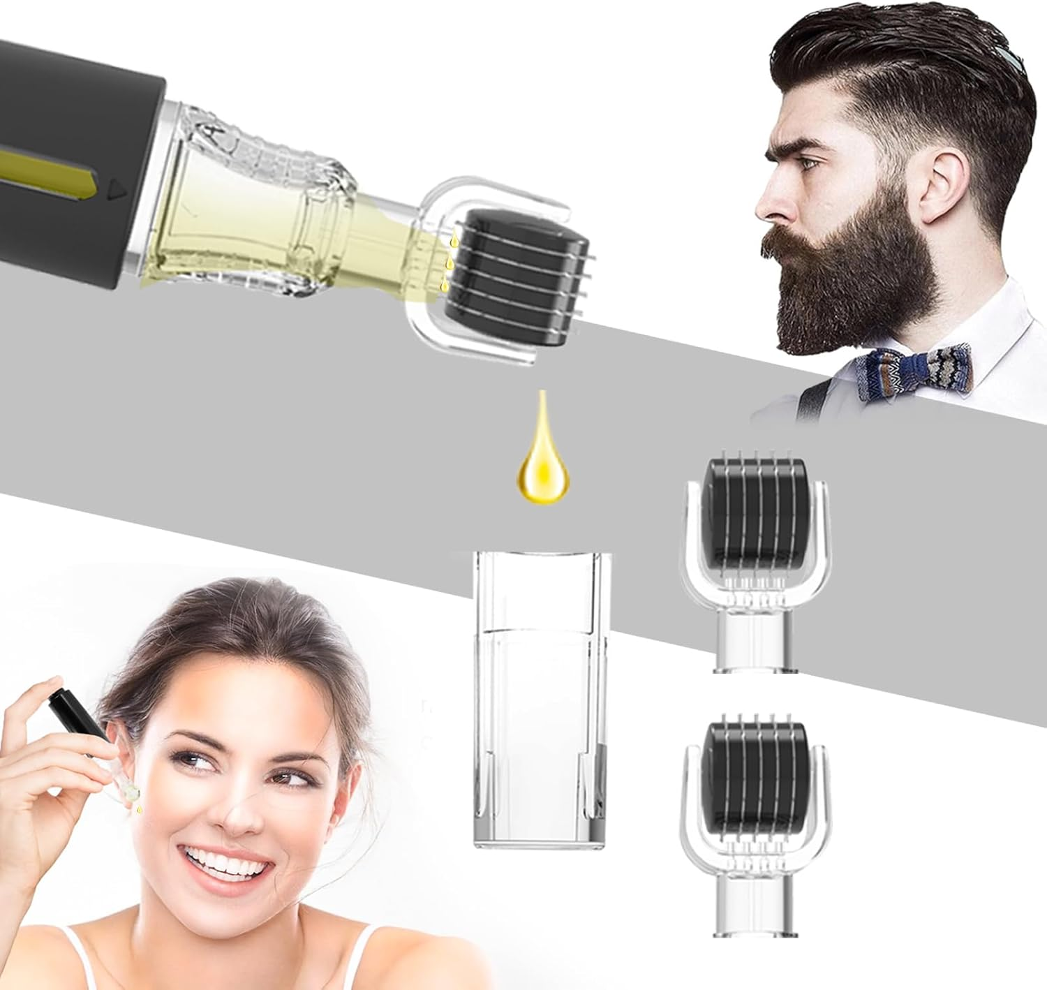 TIDEWISH Derma Roller 0.25 Mm with Liquid Reservoir Derma Roller for Lips, Skin, Scalp Hair Growth and Beard Roller 105 Titanium Needles Skin Care Tools without SERUM image number 3