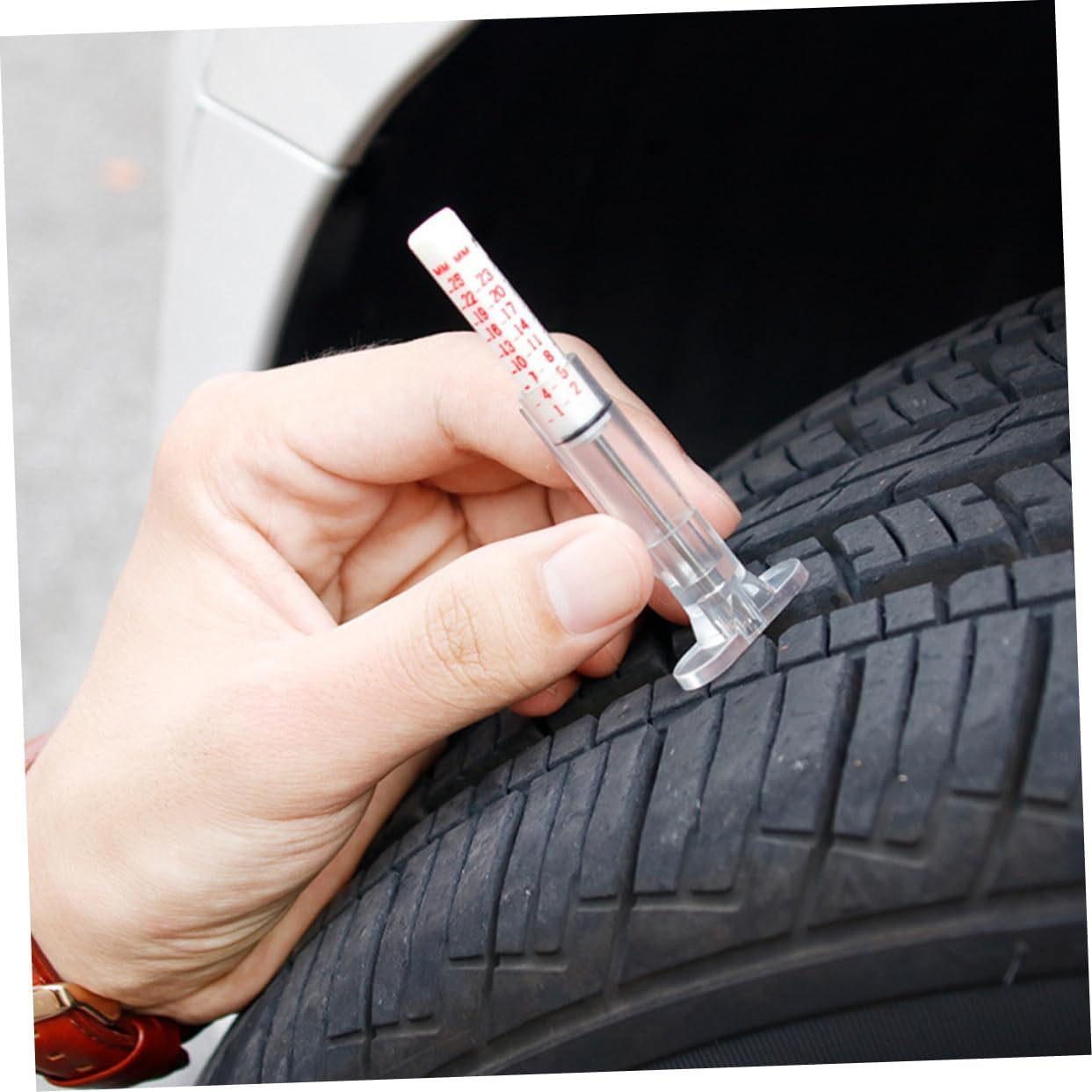 TINEASUR Tire Depth Gauge Tool Tread Depth Gauge for Cars Trucks Motorcycles Automotive Replacement image number 5