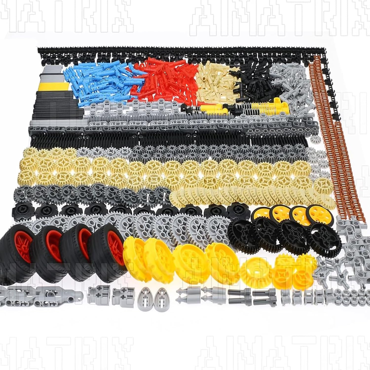 899Pcs Technic Gears and Axles, Compatible with Mainstream Building Block Brand Technic Sets, Car Tracks-Tires with Gears-Pins-Shock Absorbers-Differentials. image number 2