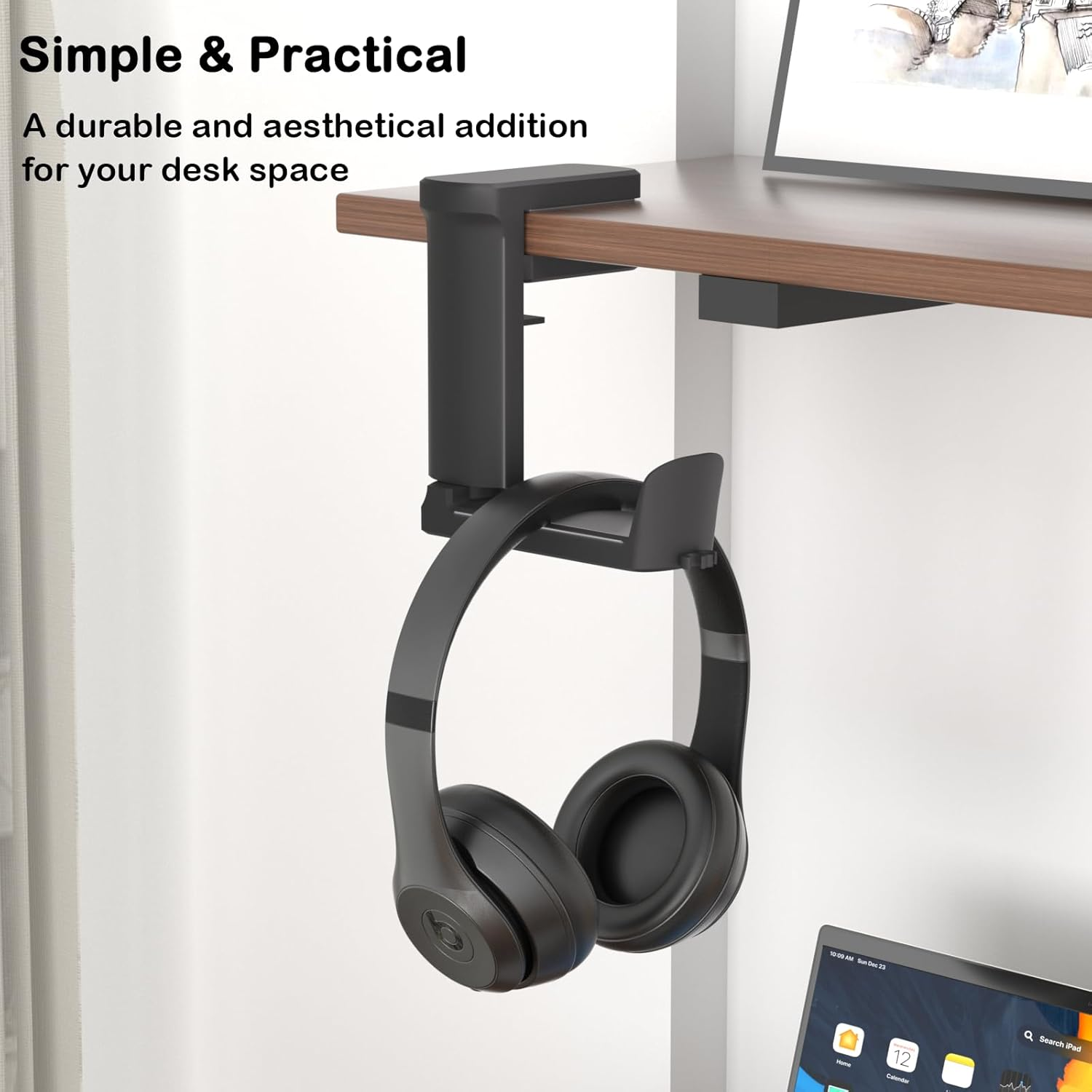 Ahonnpely Headphone Hook - Adjustable Clamp-On Headphone Holder, under Desk Gaming Headset Holder Mount Hook with Rotating Clamp image number 6