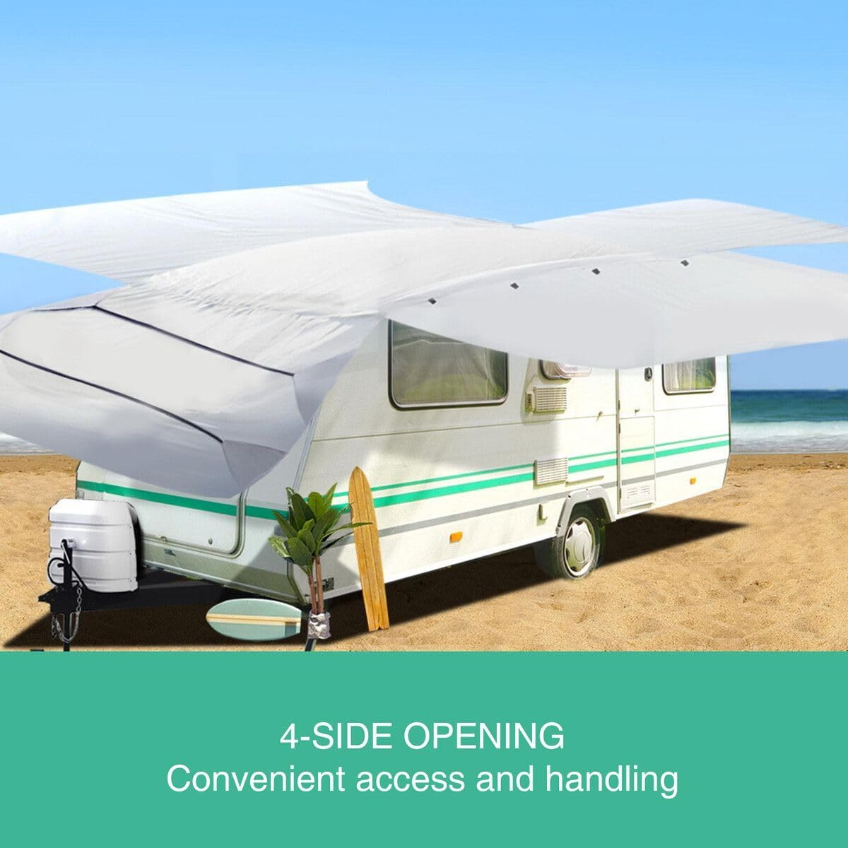 14 to 16Ft Caravan Cover Travel Campervan Trailer Accessories 4 Layer Water UV Proof Heavy Duty Polypropylene Protector with Storage Bag Hitch Cover image number 6