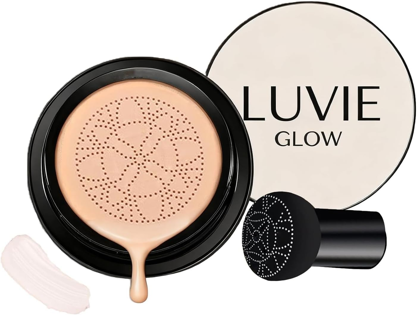 Luvie Glow Foundation Cushion, 2026 Upgrade Mushroom Head Air Cushion CC Cream, Moisturizing Concealer Brighten Long-Lasting for All Skin Types (Brunet Brown)
