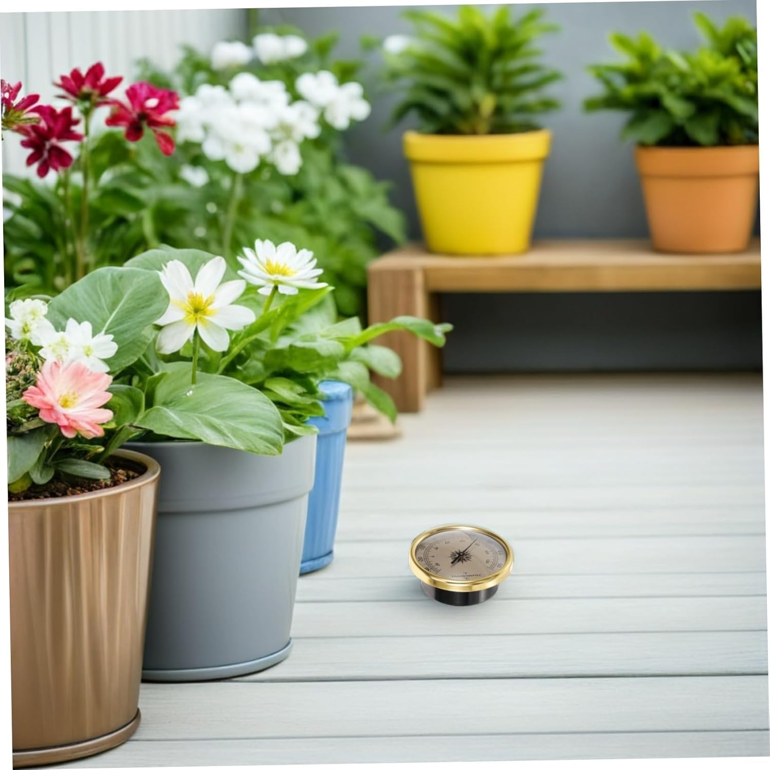 POPETPOP 2Pcs Metal round Thermometer Indoor Outdoor Temperature Gauge for Garden Greenhouse Wall-Mounted Decorative Weather Thermometer with Precise Fahrenheit Dial for Meteorological