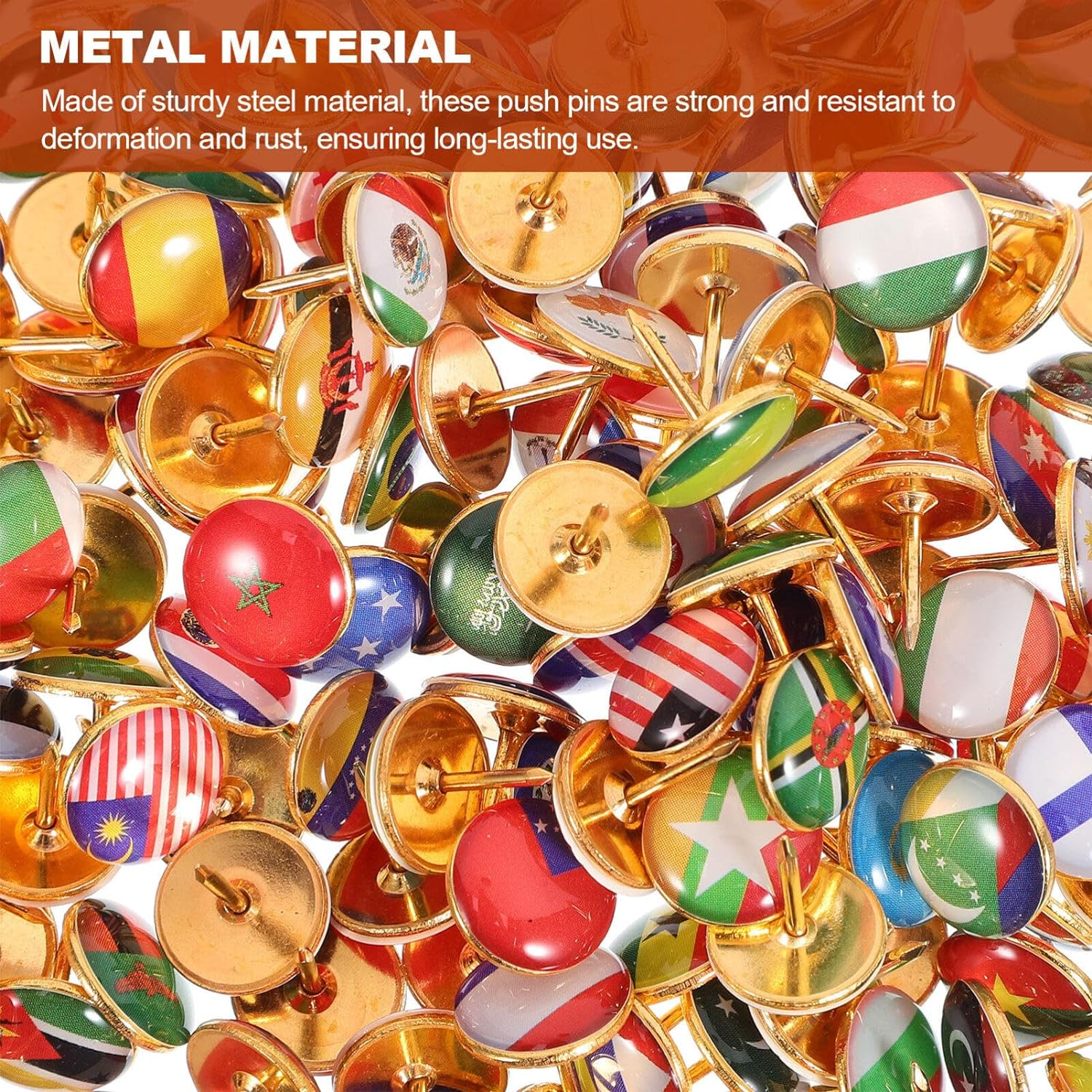 SEWACC 200Pcs National Flag Pins Thumb Tacks Country Map Push Pin Drawing Pins Travel Map Push Pins for Bulletin Board Pinboard Map Office