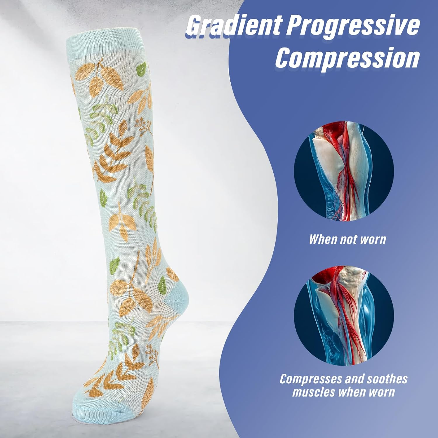 6 Pairs Compression Socks for Men Women Flying - 15-20Mmhg - Flight Calf Support Socks for Circulation Graduated Support Hosiery Bamboo Travel Compression Socks image number 4