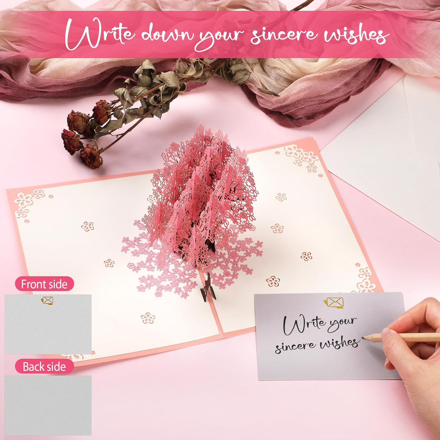 Pop up Wedding Card, Geeric 3D Proposal Card Popup Anniversary Love Card Romantic Valentine'S Day Greeting Card with Envelope Wedding Invitation Card Love Tree Paper Card for Her Him Lovers image number 2