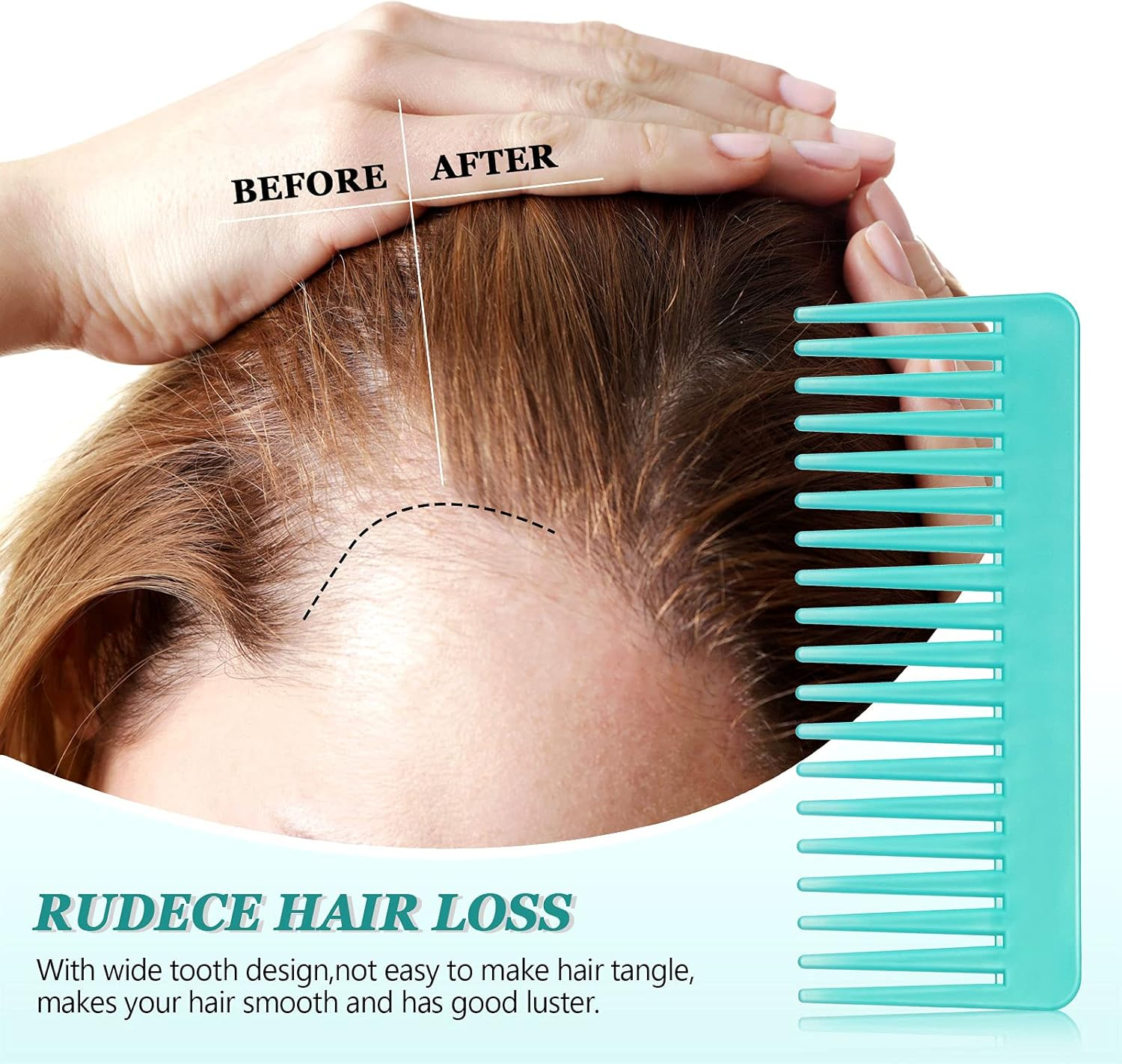 Patelai Wide Tooth Comb Large Hair Detangling Comb for Curly, Wet Dry Hair, No Handle Detangler Accessories(Cyan) image number 4