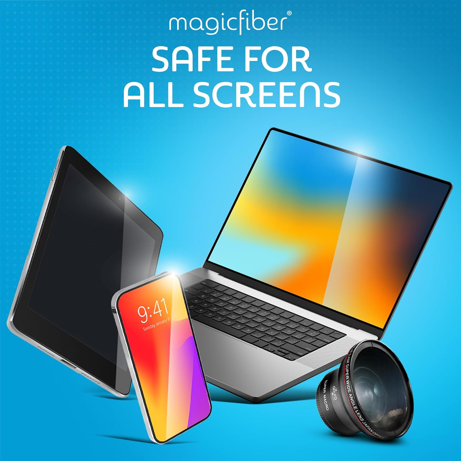 (6 Pack) Magicfiber Microfiber Cleaning Cloths - for All LCD Screens, Tablets, Lenses, and Other Delicate Surfaces (5 Black and 1 Grey 6X7) image number 6