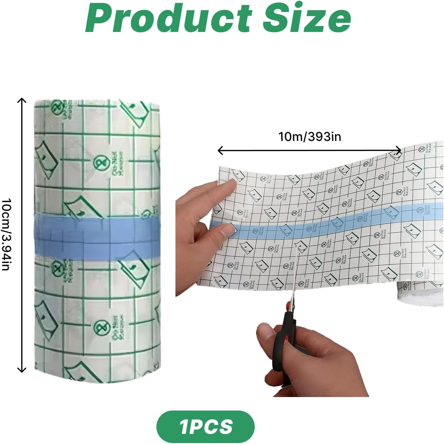 Waterproof Transparent Bandage Roll, 10Cm X 10M, Cuttable, Self Adhesive Stretch Film Dressing for Wound Care, Tattoo Aftercare, and Pet Wound Protection, Elastic, and Moisture Proof Transparent Tape image number 1