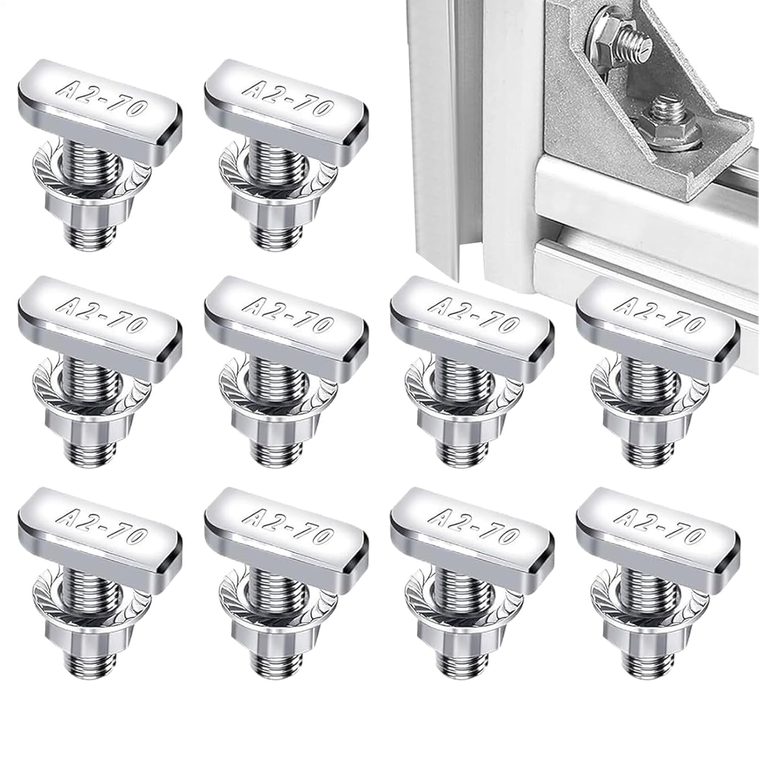 T Slot Bolts - Hammer Head Sliding Screw T-Slot Bolts Nuts Set | Heavy-Duty Hardware Screw for Track System Automotive Roof Rack Construction Workbench Installation