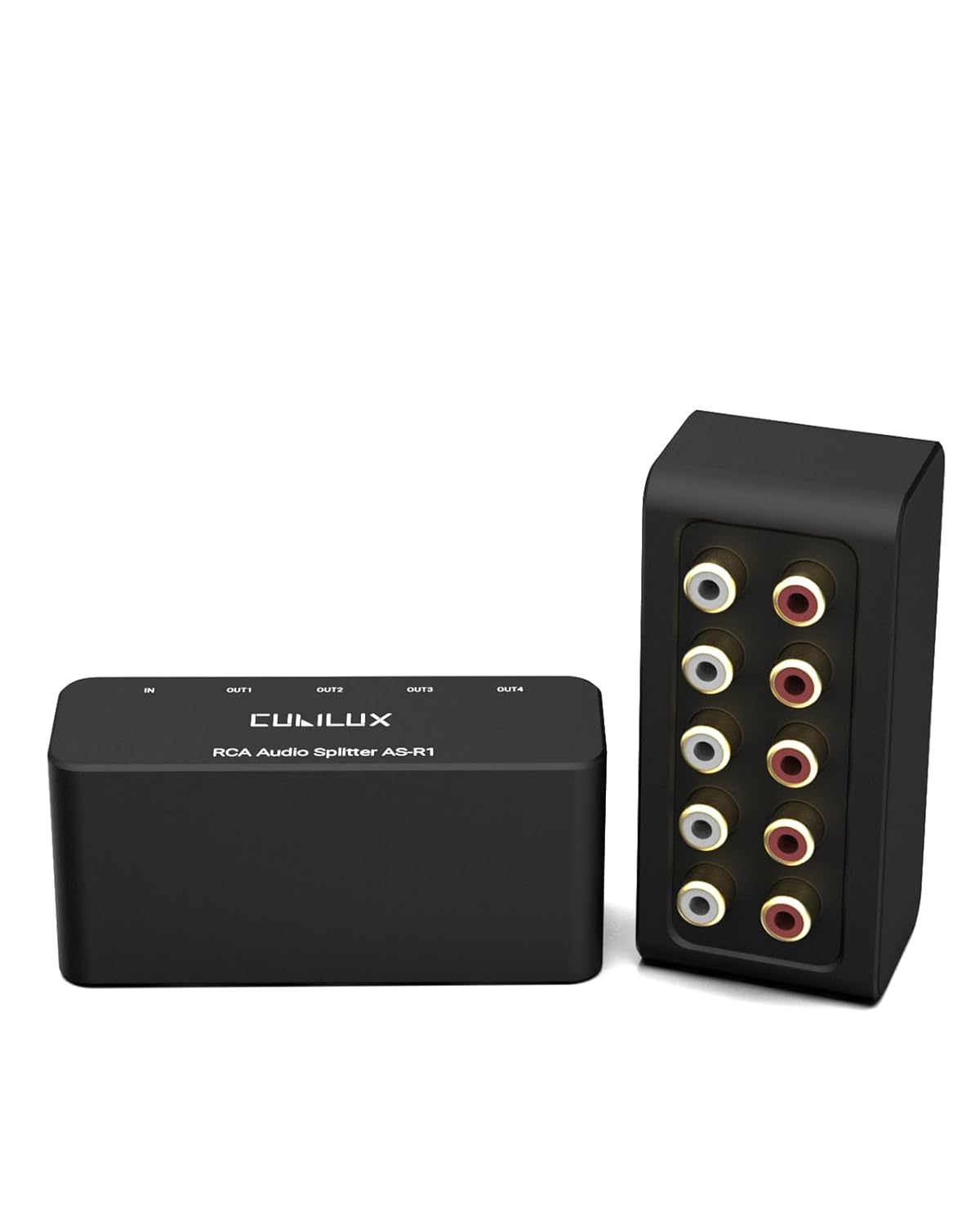 Cubilux AS-R1 4 Way RCA Audio Splitter Box, 4-Channel Stereo RCA Splitter, Passive Audio RCA Splitter-Made with Aluminum Alloy (1 in 4 Out) image number 4
