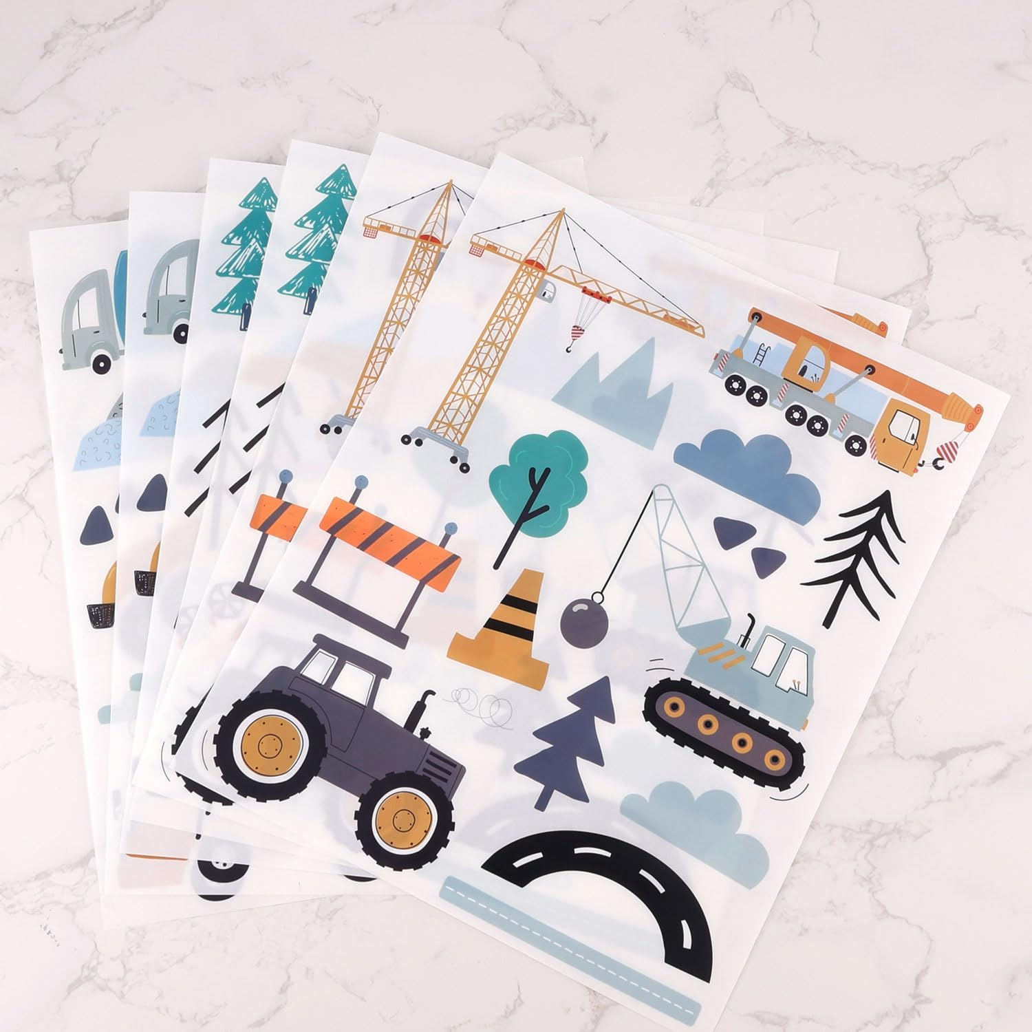 90Pcs Construction Vehicles Wall Decals, Boho Transportation Wall Stickers Engineering Vehicles Excavator Crane Trucks Peel and Stick Wall Decors for Boys Kids Babies Bedroom Decoration image number 2