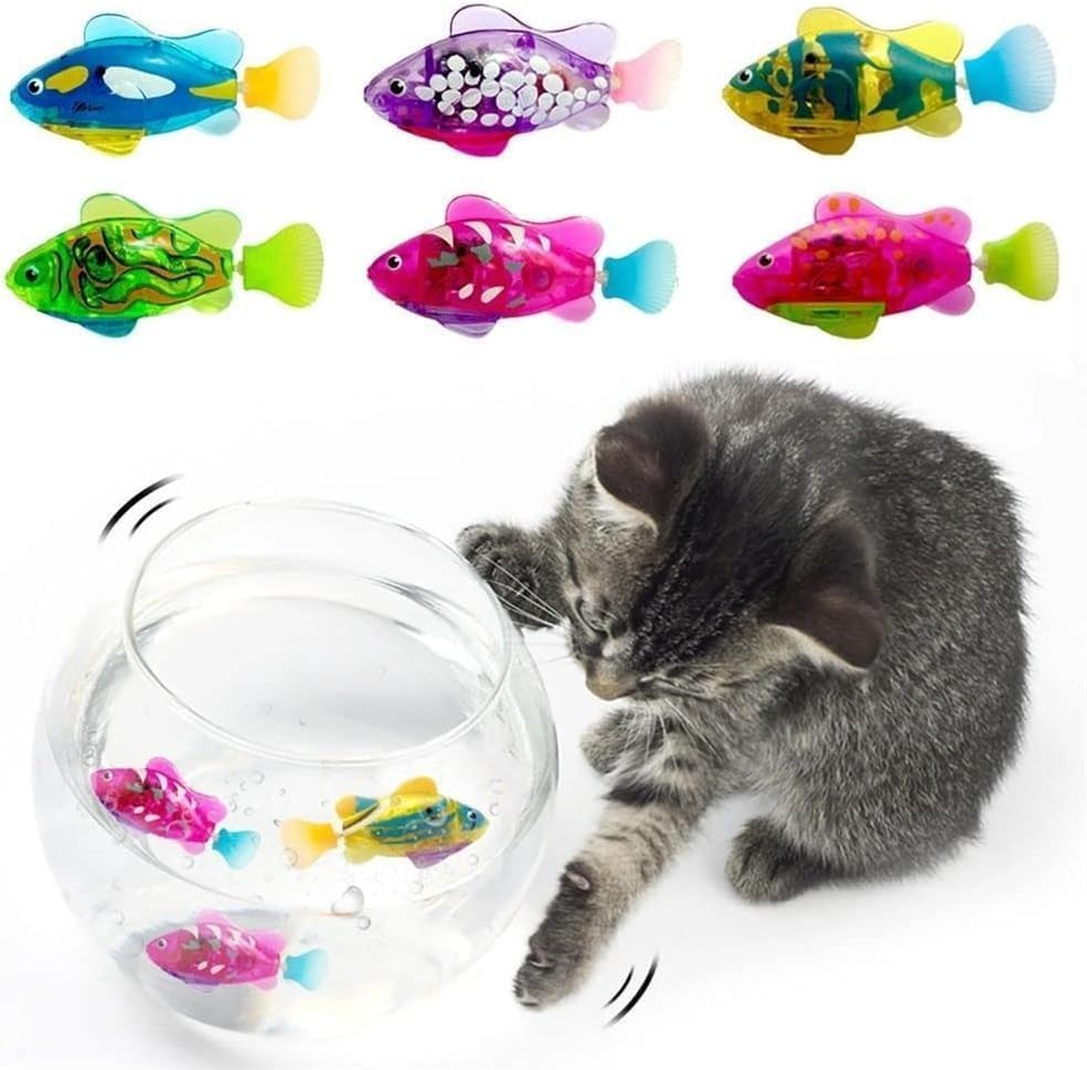Galyacht 1PS Green Interactive Swimming Fish Toy for Indoor Cats - LED Light, Cat Enrichment Electronic Kitty Exercise Toys image number 3