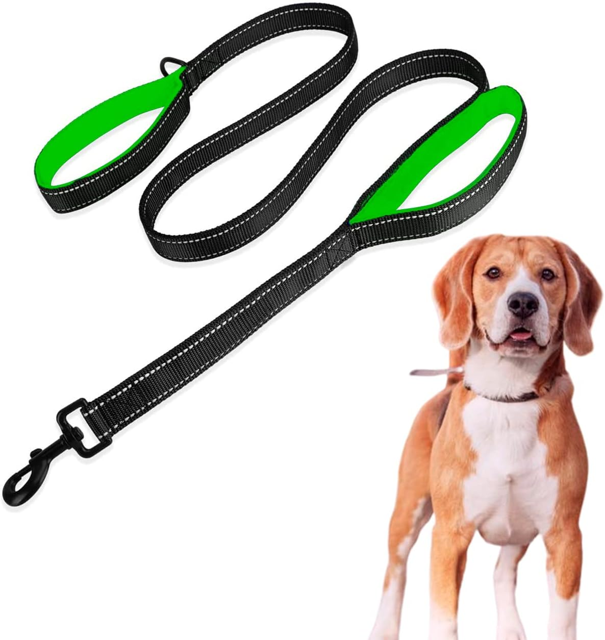 Edipets, Large Dog Leash with Double Padded Handle, Reflective 6Ft Non-Slip Dog Leash for Medium Large Dogs for Walking Your Pet (Black/Black)
