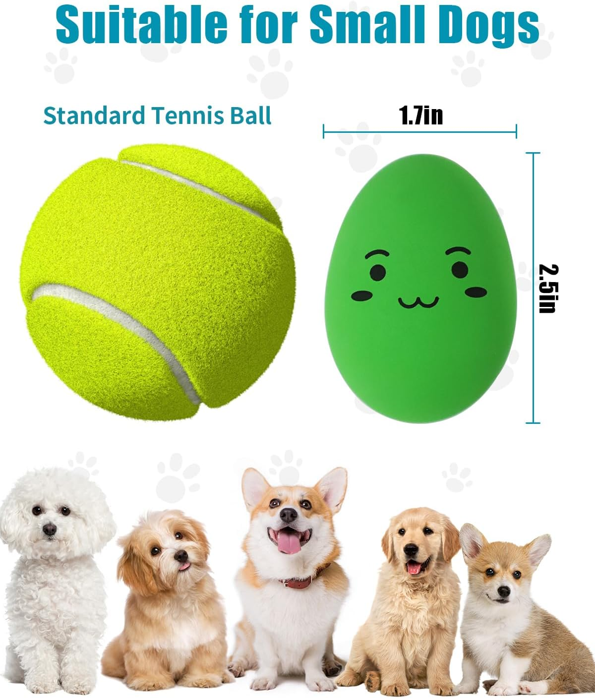 Dog Toys Squeaky, Interactive Funny Puppy Ball Pack, Latex Rubber Squeak Pet Toy Egg Balls for Puppies Small Medium Breed Dogs image number 4