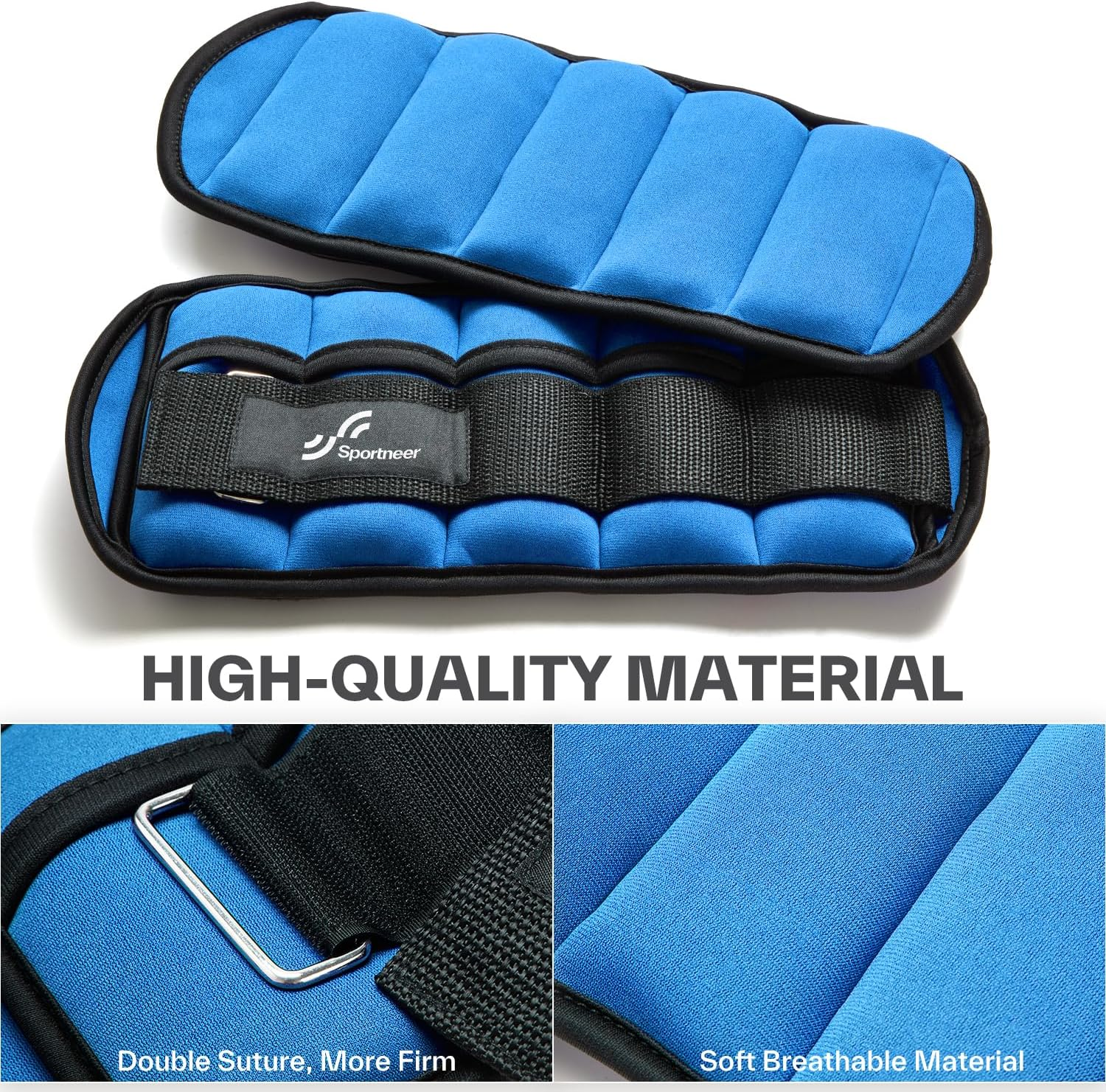 Adjustable Ankle Weights: Sportneer 1 Pair 1.27/2.45/3.6/4.8/5.9 Kg Kg Wrist Weights Arm Leg Weighted Ankle Weight for Indoor Outdoor Exercises Walking Women Men, 1.27 Kg per Ankle, 5.9 Kg per Pair image number 4