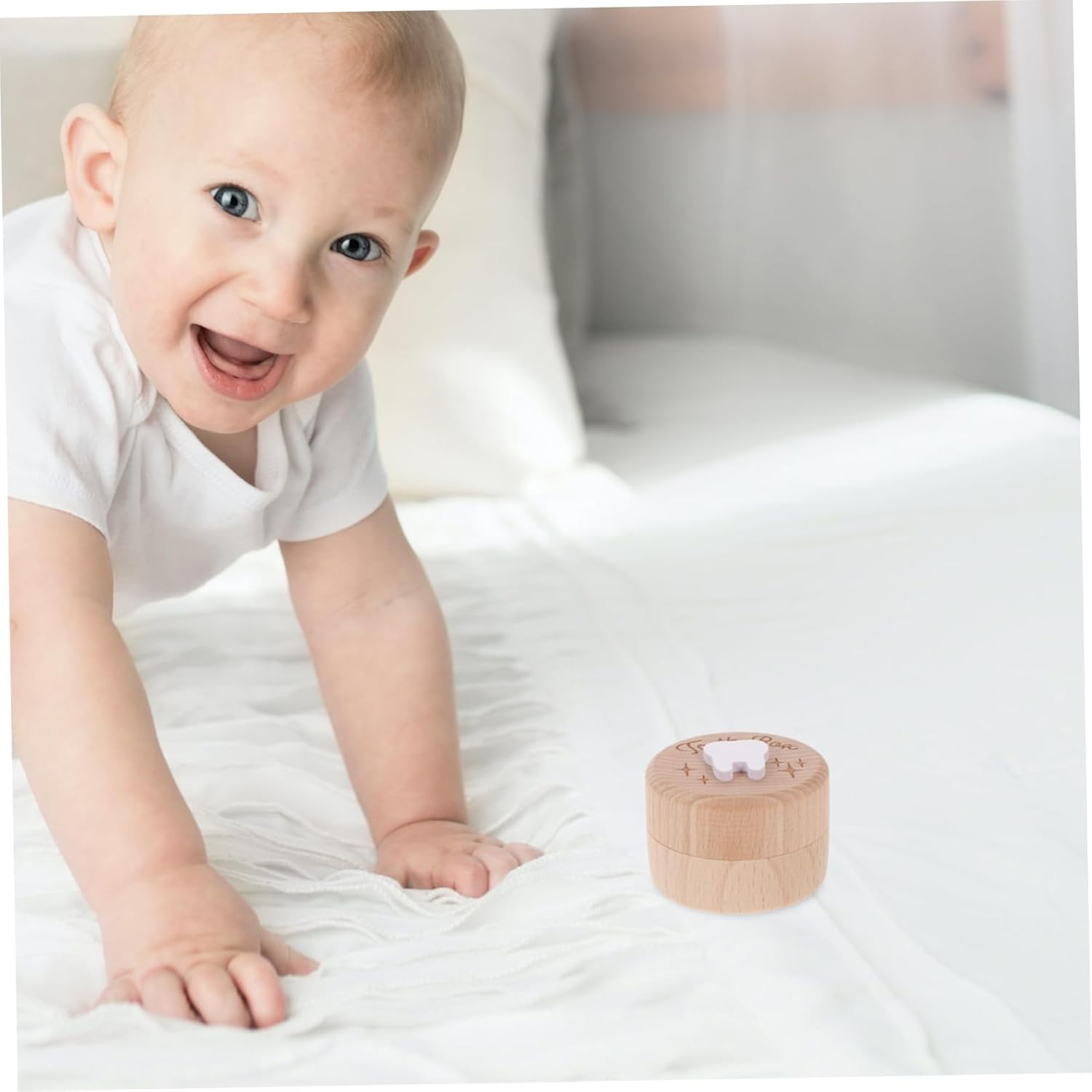 Ciieeo Wooden Deciduous Tooth Box First Lost Teeth Holder Keepsake Collection Organizer for Boys and Girls Boys Girls image number 3