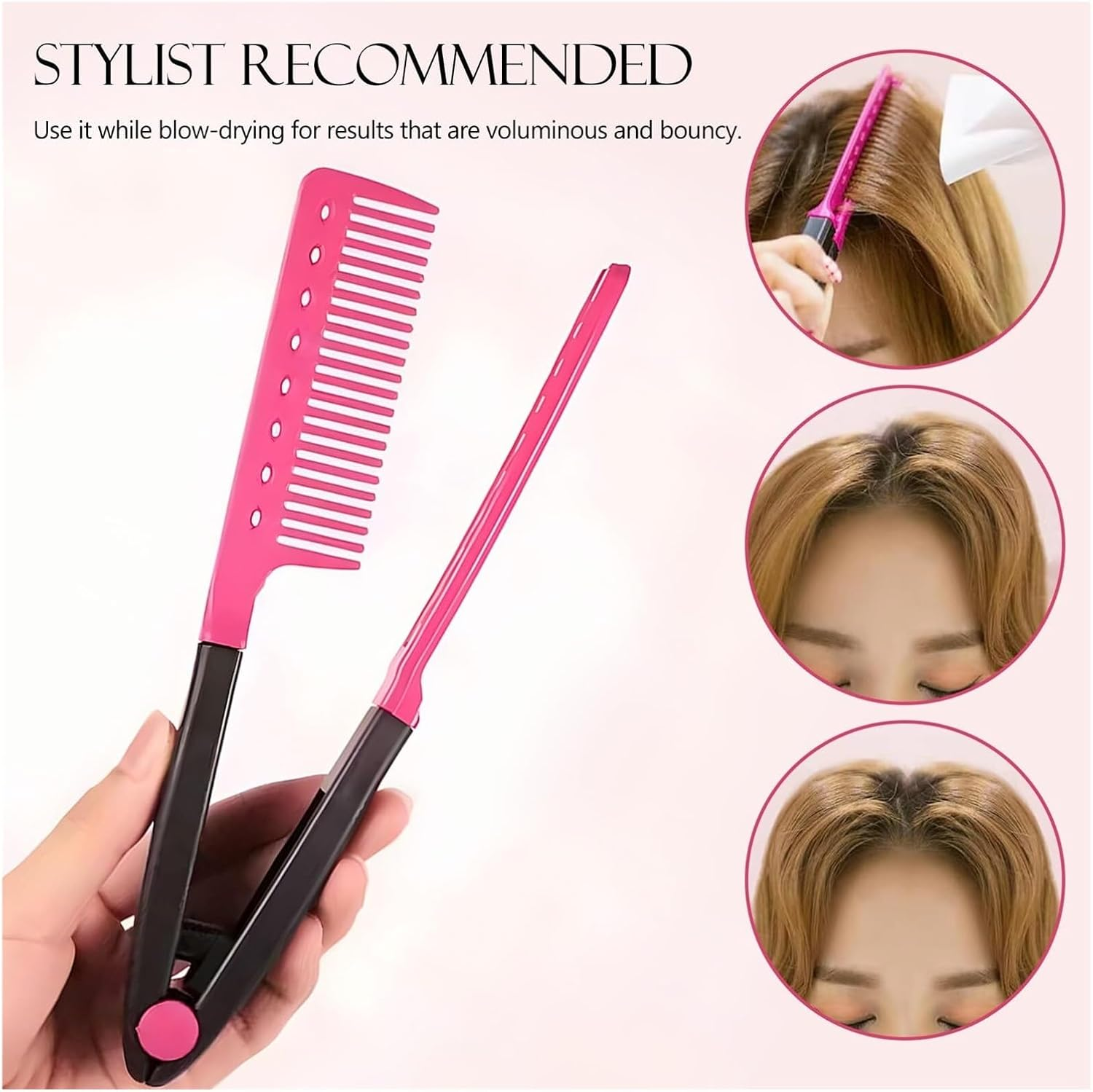 2 Pieces of Straightening Combs, Straightening Combs, Grip Firmly, Say Goodbye to Tangles, Comb Smoothly, Create Your Own Style.(Peach Red) image number 1