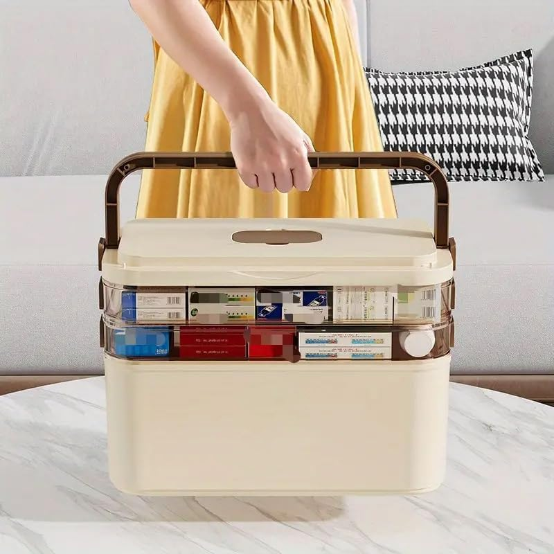 AIMALL Large Capacity Medicine Storage Box Multi-Layer First Aid Kit with Handle