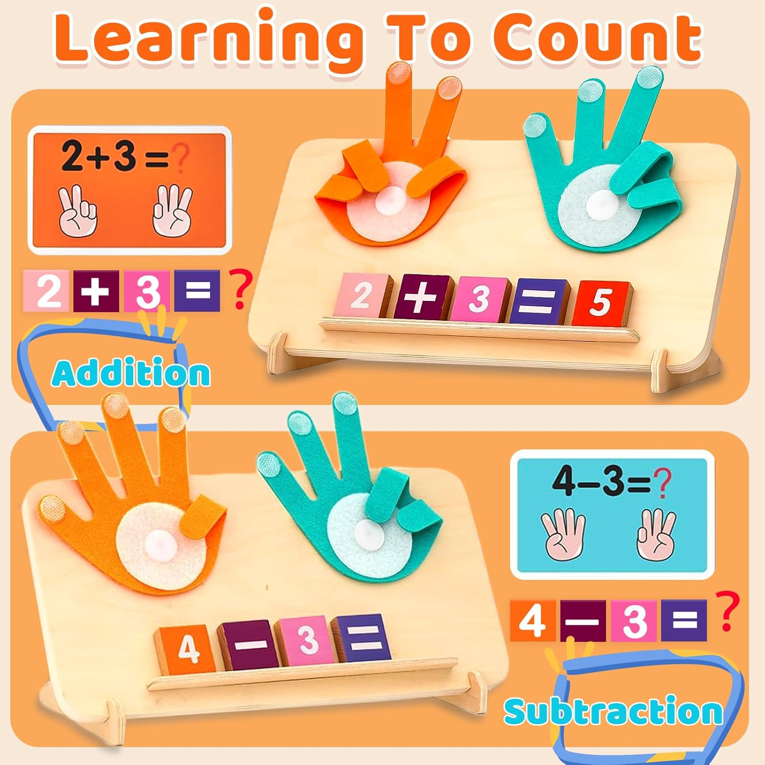 Caunedy Montessori Learning Toys for Toddlers 2-4, Preschool Educational Math Toy, Manipulatives Number Counting Block and Number Tracing Board, Boy Girl Birthday Gifts image number 5