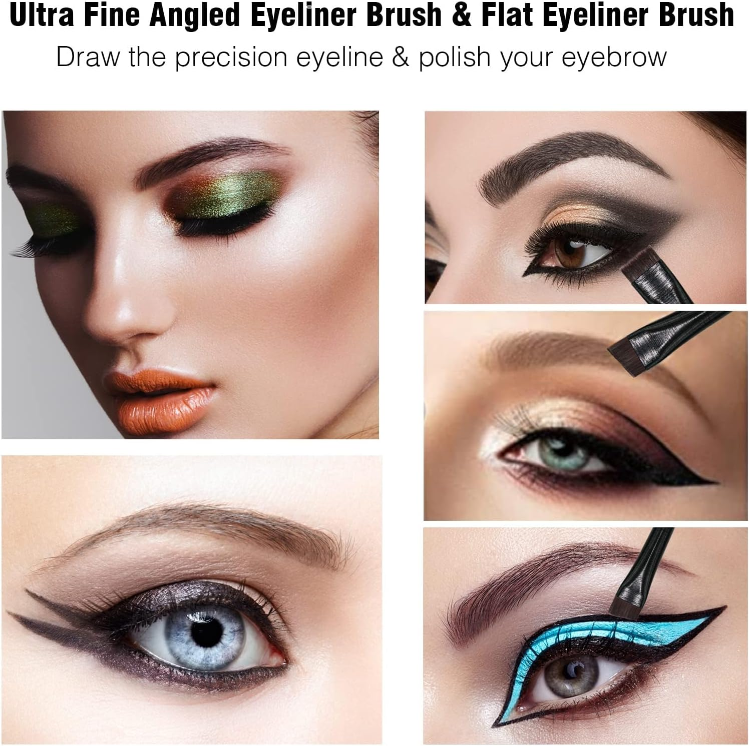 FIENSYDL Eyeliner Brush Brow Tint Brushes Eyebrow Brushes Set Fine Angled Point Angled Slanted Tinting Brushes Ultra Thin Flat Makeup Brush Premium Eyebrow Brush Precision Gel Professional Soft Synthetic Hairs image number 5