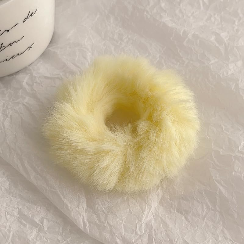 Pack of 12 Hair Bobbles Scrunchies Plush Soft Elastic Hair Bands Rope Ponytail Holder Hair Accessories Furry Pompom Headbands Hair Rubber Bands Hair Accessories for Girls Children - Black image number 1