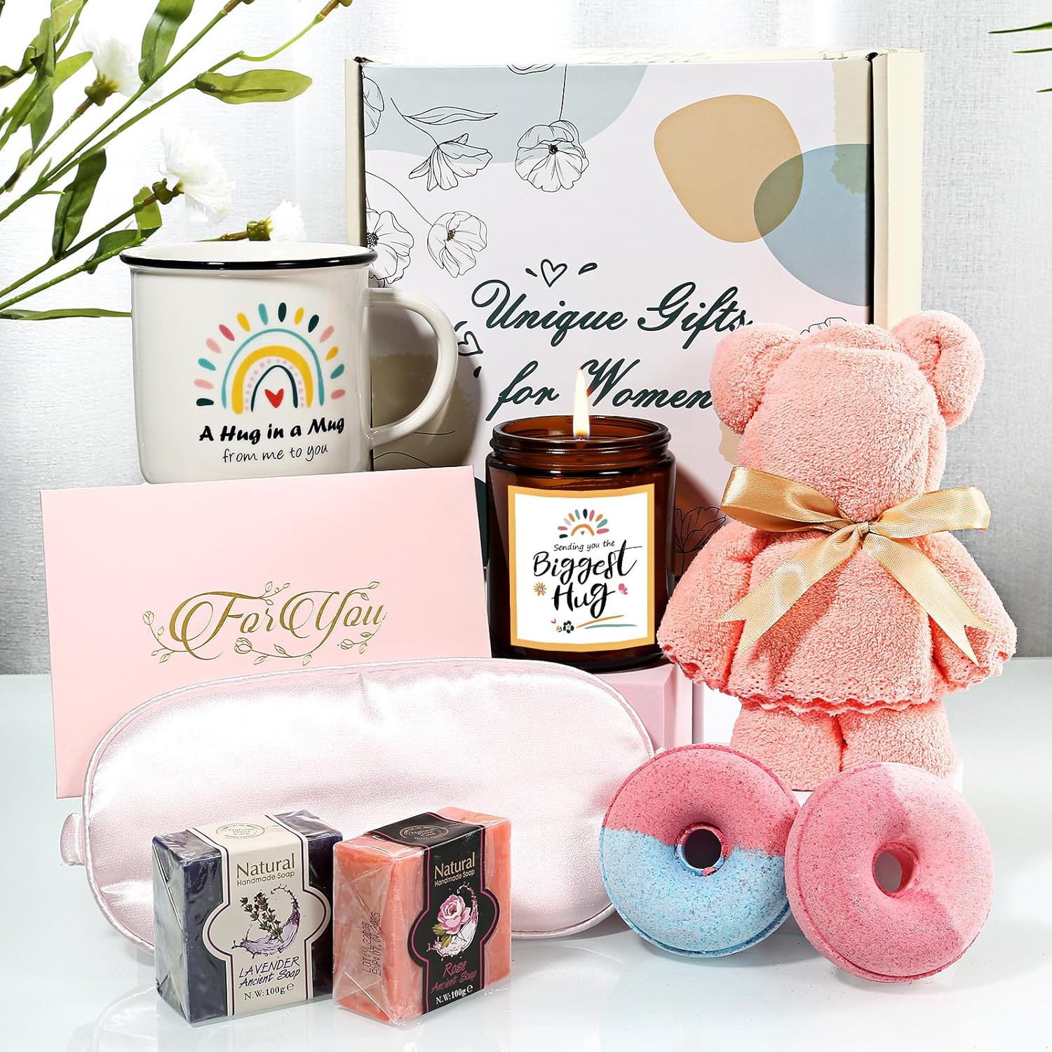 TMEOIIPY Pamper Hampers G-If-T F-Or W-Omen -Get Well Soon Gift Box Women - Self Care Package Relax Bath Gifts Women -Thinking of You Birthday G-Ift-S F-Or Her Mum Female Friend Coworker Biggest Hug image number 5