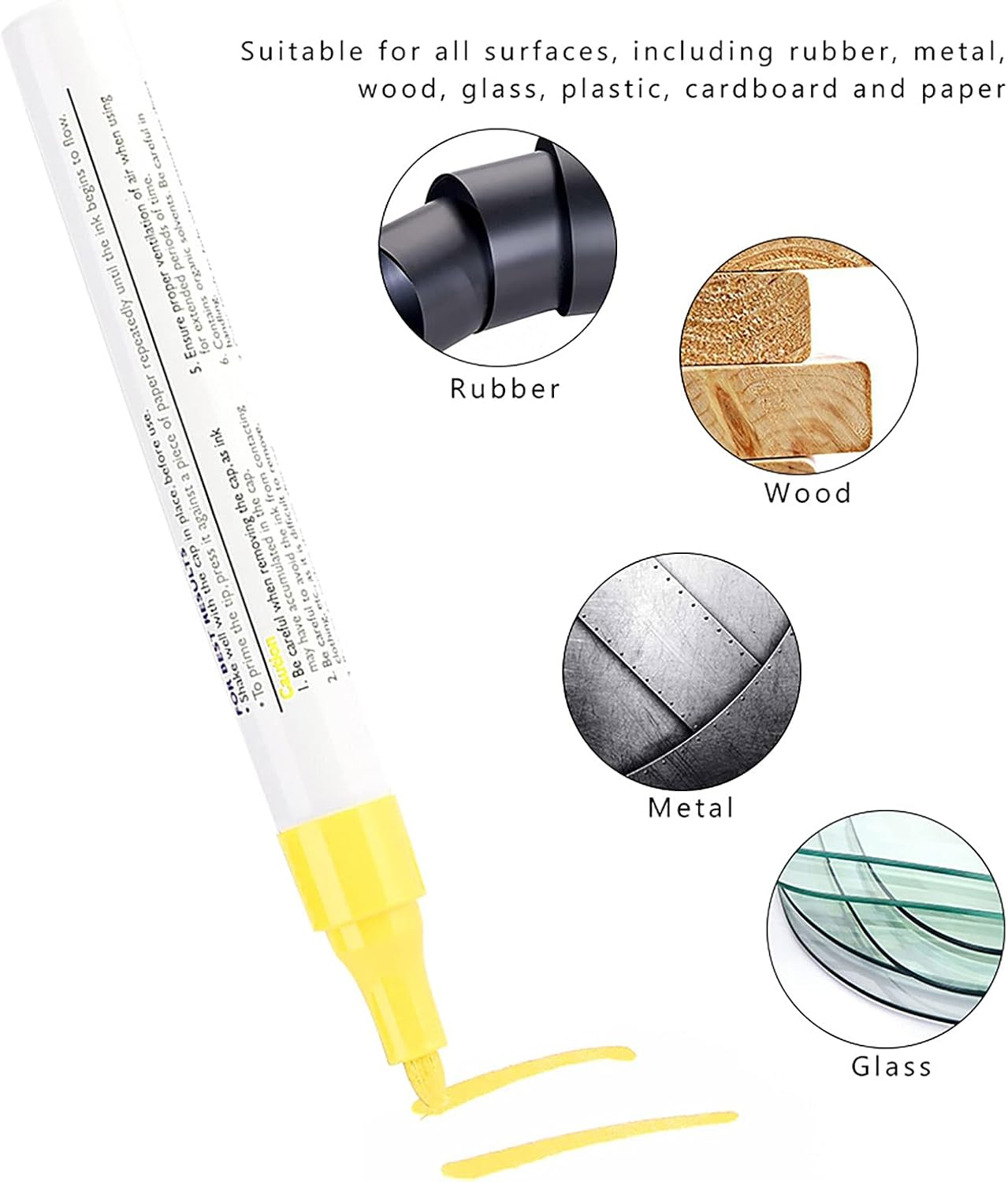 Tire Pens, Car Tire Paint Pen, Car Paint Pen, Paint Pen for Car Tires, 1 Pcs Waterproof Professional Car Pencil Tire Paint Pen Mark Pens(Yellow) image number 2