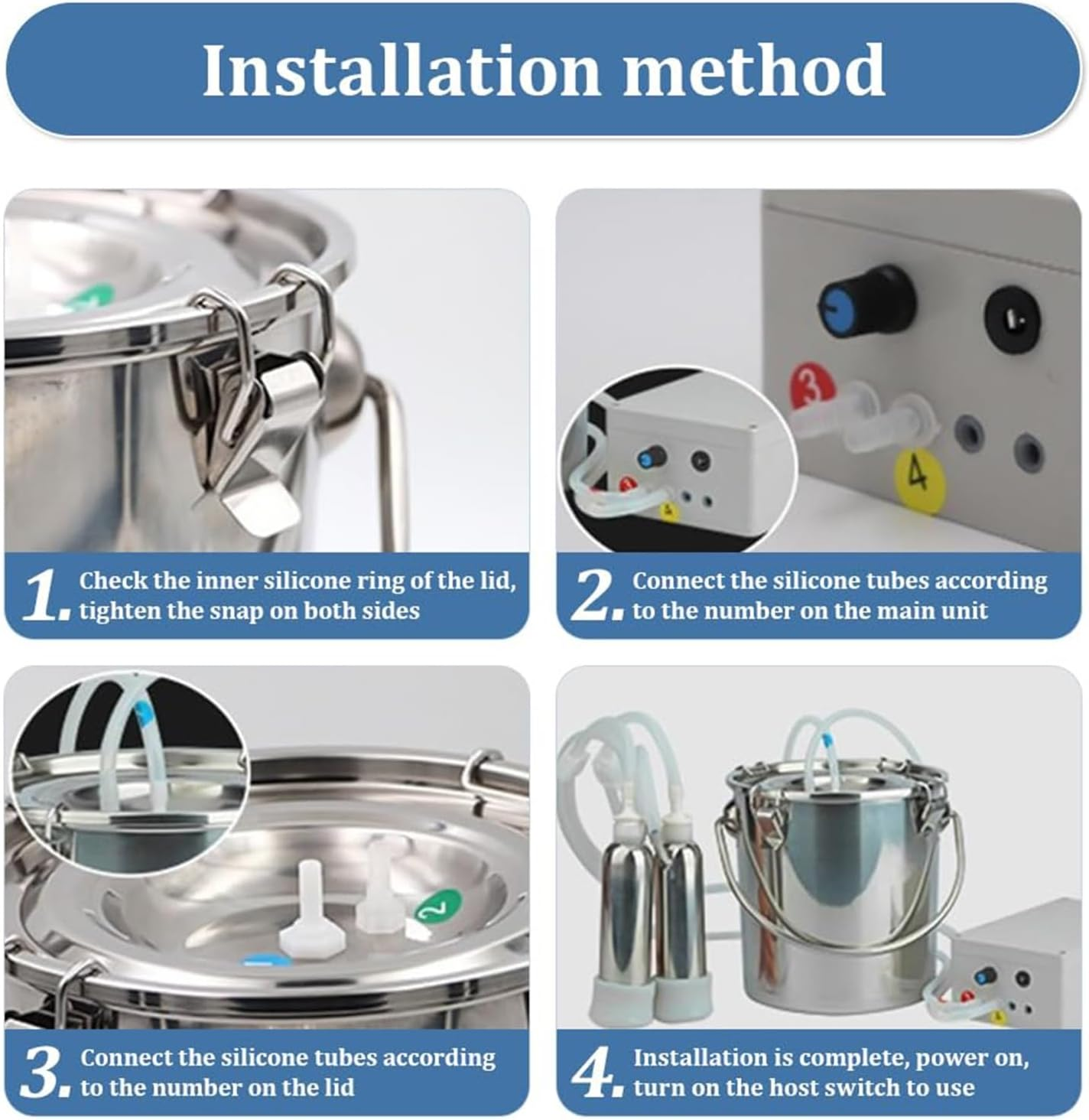 Electric Pulse Milking Machine, 5L Rechargeable Pulsation Vacuum Milk Machine with Adjustable Suction, Portable Automatic Cows Sheeps Milking Machine for Home Small-Scalefarm(Cow) image number 1