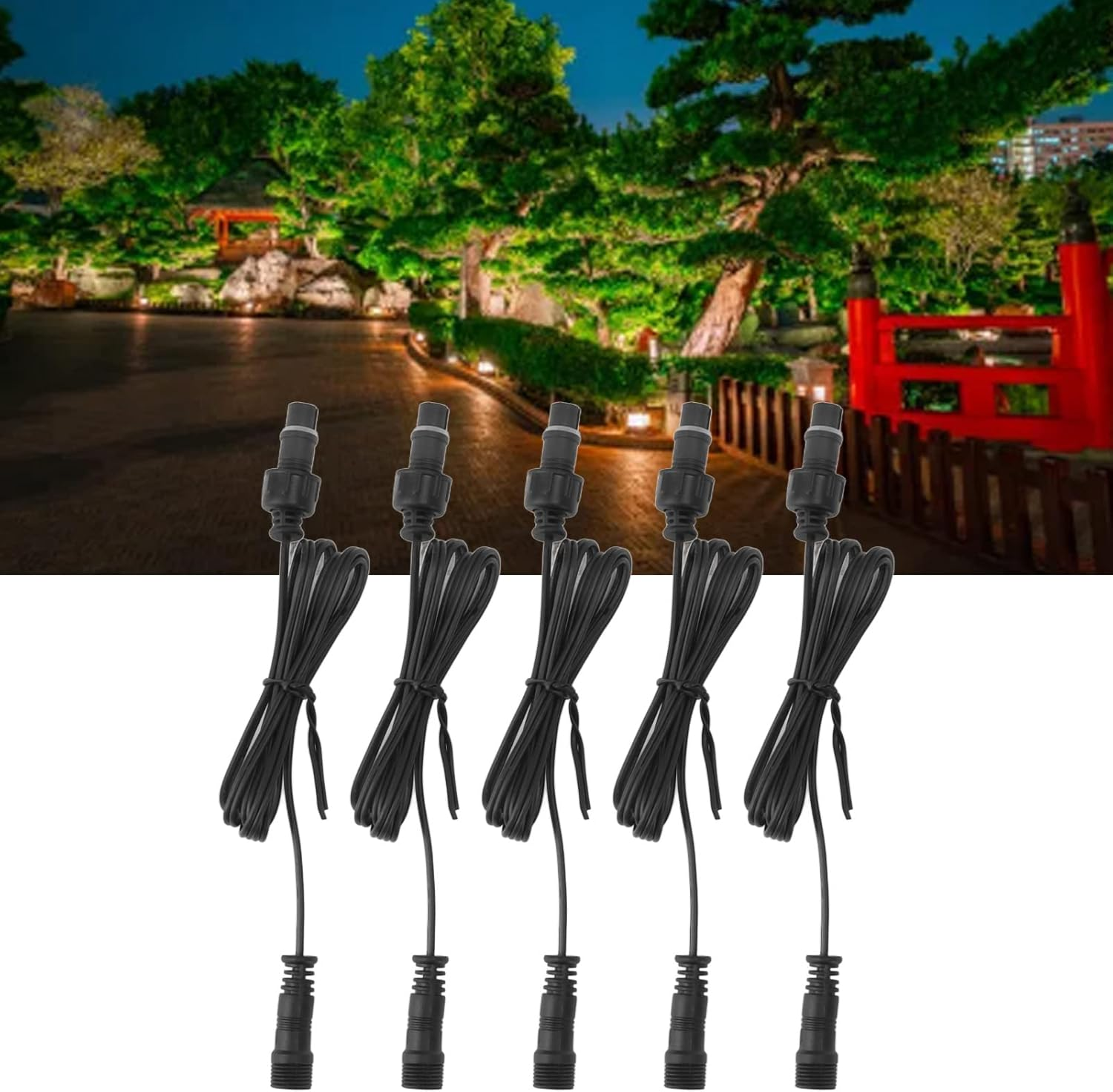 5 Pcs Deck Light Extension Cable, IP67 Waterproof 3.3Ft 2Pin Extension Cable Wire with Male and Female Connectors at Both Ends for Single Color LED Deck Light image number 4