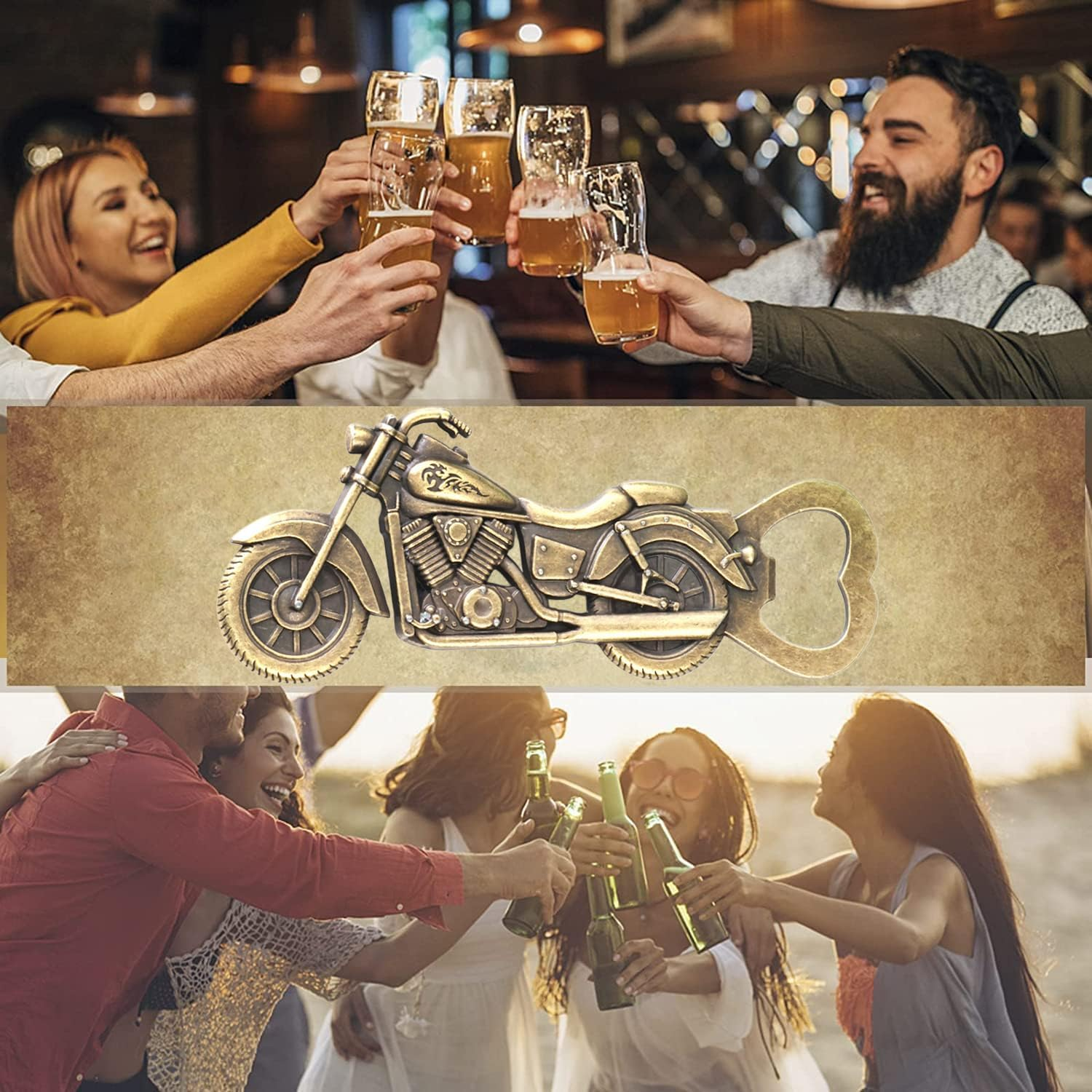 Vintage Motorcycle Bottle Opener Gifts for Men, Unique Beer Gift Birthday Present for Men Dad image number 3