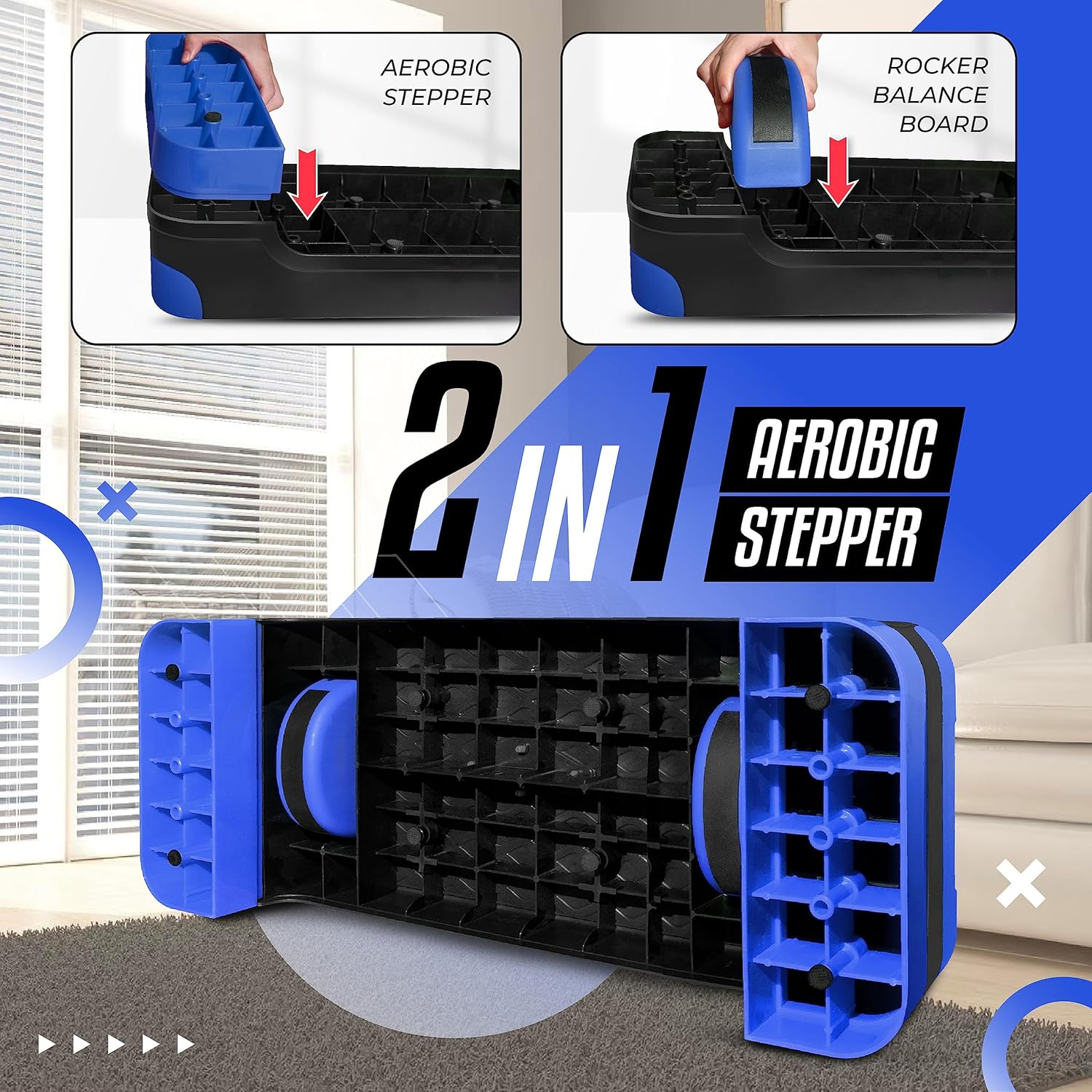 Yes4All Multifunctional Aerobic Stepper, Extra Half round Legs, 4'' 6'' Adjustable Step Aerobics Platform for Workout, Step & Balance Exercise - Neo Green image number 6