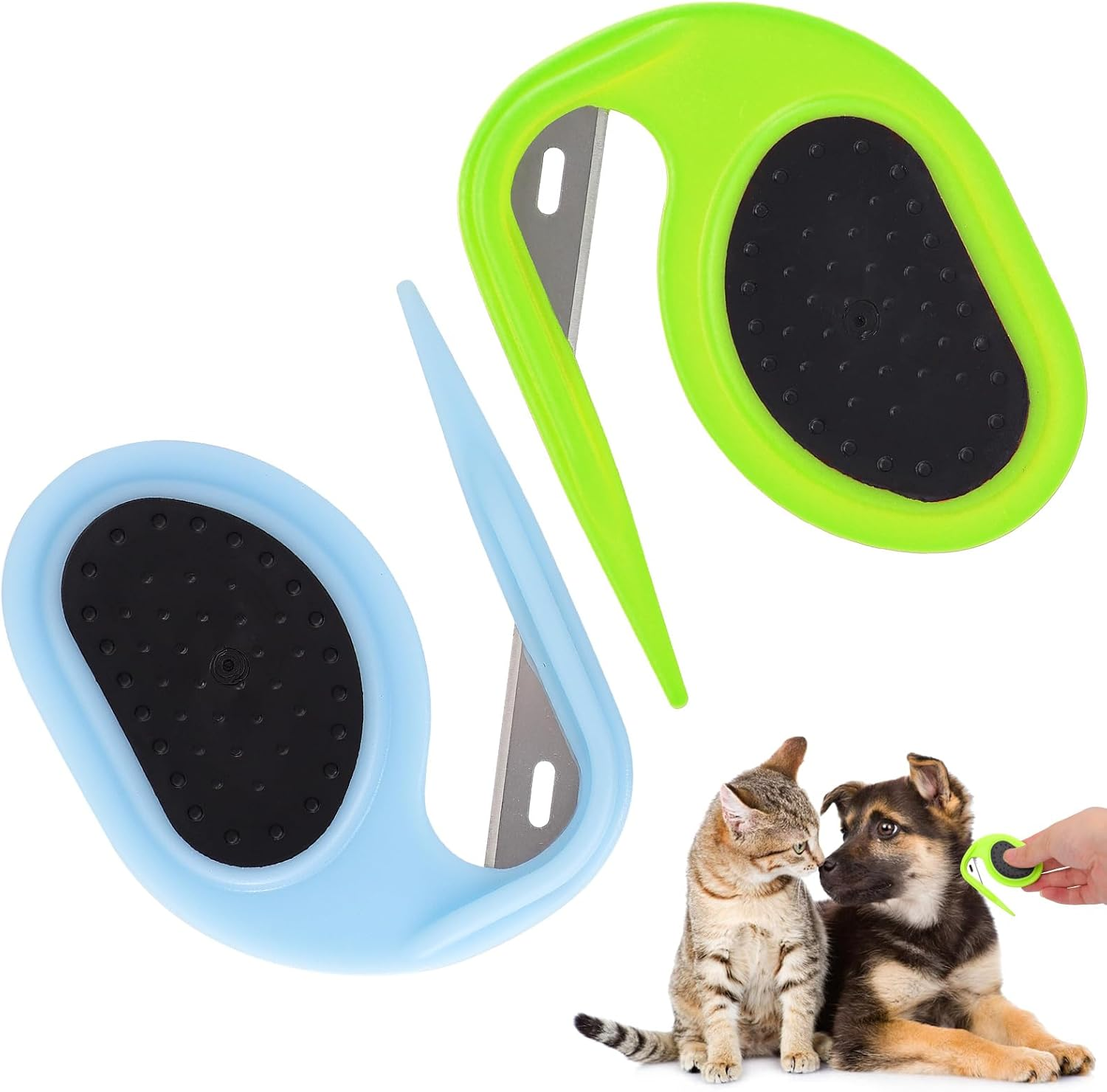Knot Comb for Cats and Dogs, Portable Detangling Comb for Dogs and Cats, with Non-Slip Handle, Pet Hair Remover, Cat and Dog Comb for Removing Tangled and Loose Hair (Blue