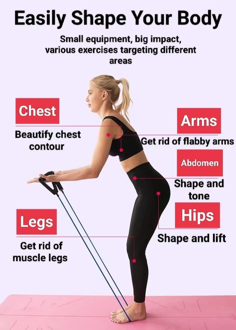 Pilates Single Resistance Bands, Workout Bands with Handles and the Exercise Bands with Door Anchor, Suitable for Resistance Training, Physical Therapy, Home Workouts, Boxing Training image number 1