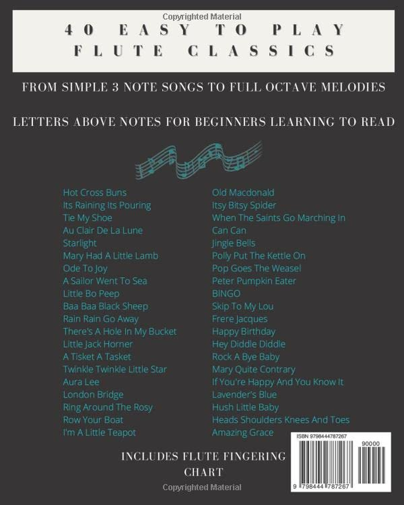 Easy Flute Music Song Book for Kids and Beginners: Fun Sheet Music with Lyrics and Letters above Notes