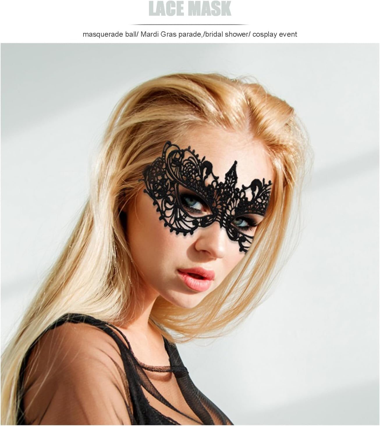 Masquerade Mask for Women, Girl'S Sexy Lace Venetian Style Eye Masks for Cosplay Mardi Gras Halloween Party Costume Ball - (2 Masks + Choker) image number 5
