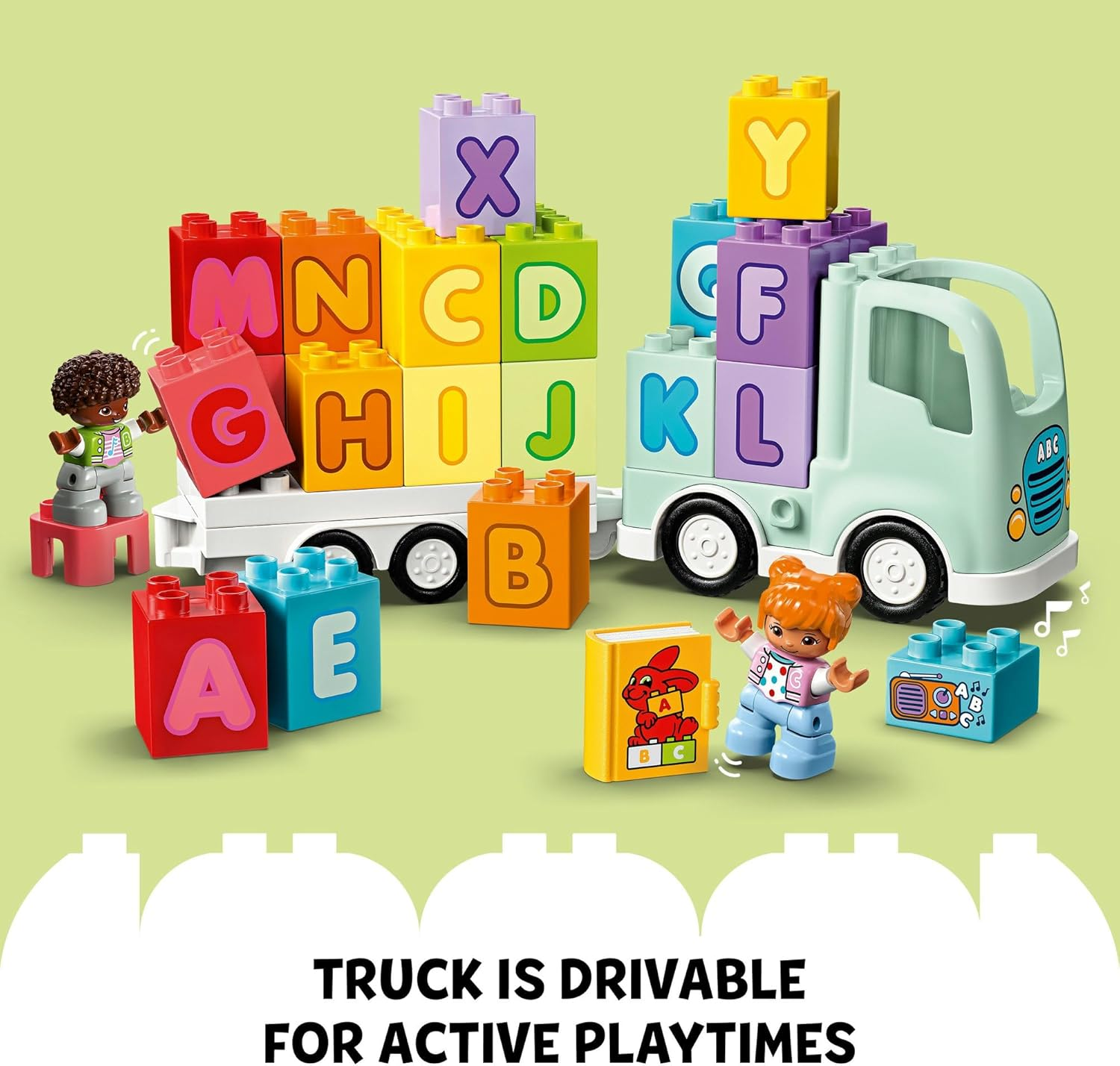 LEGO DUPLO Town Alphabet Truck Toy, Toddler Learning Toy for 2 plus Year Old Boys & Girls, Vehicle Construction Set with ABC Bricks and 2 Figures, Educational Kids' & Baby Toy 10421 image number 2